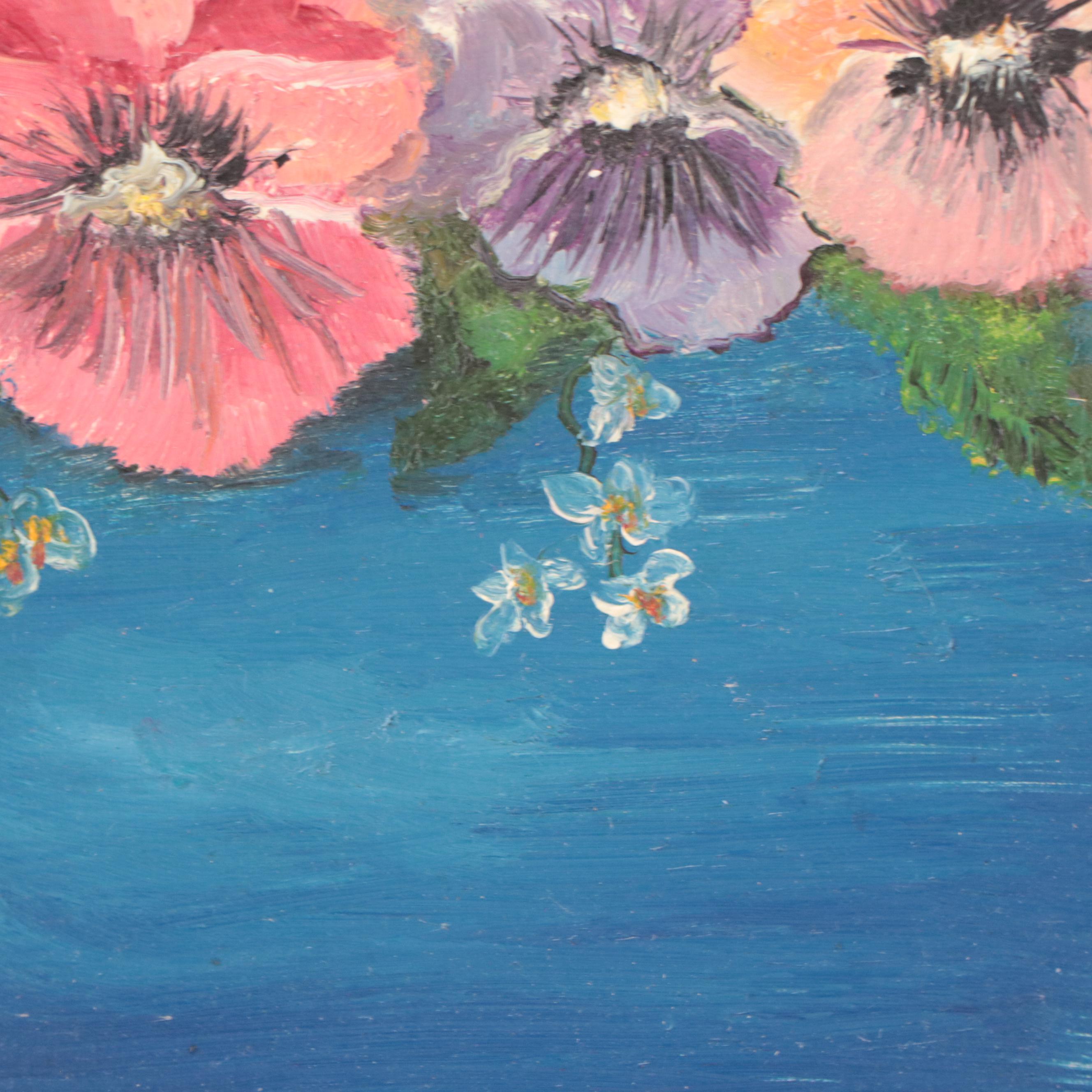 Maxine Houseman Oil Painting "Pansies In Bloom"