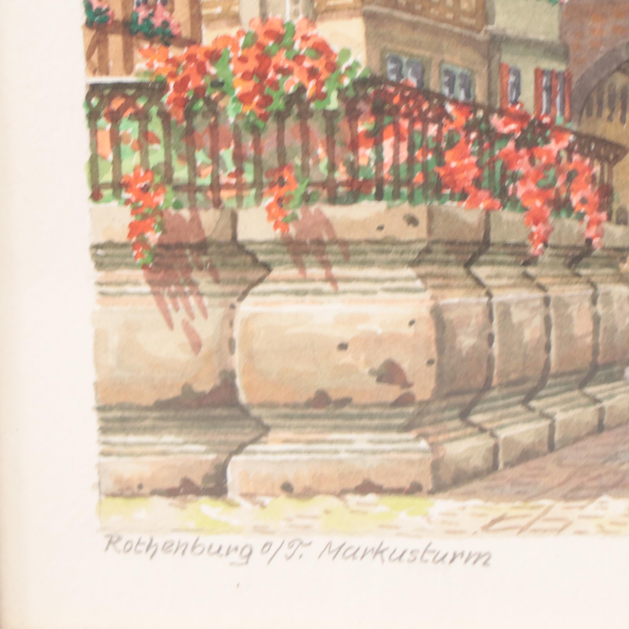 Watercolor Painting of Rothenburg City Scene
