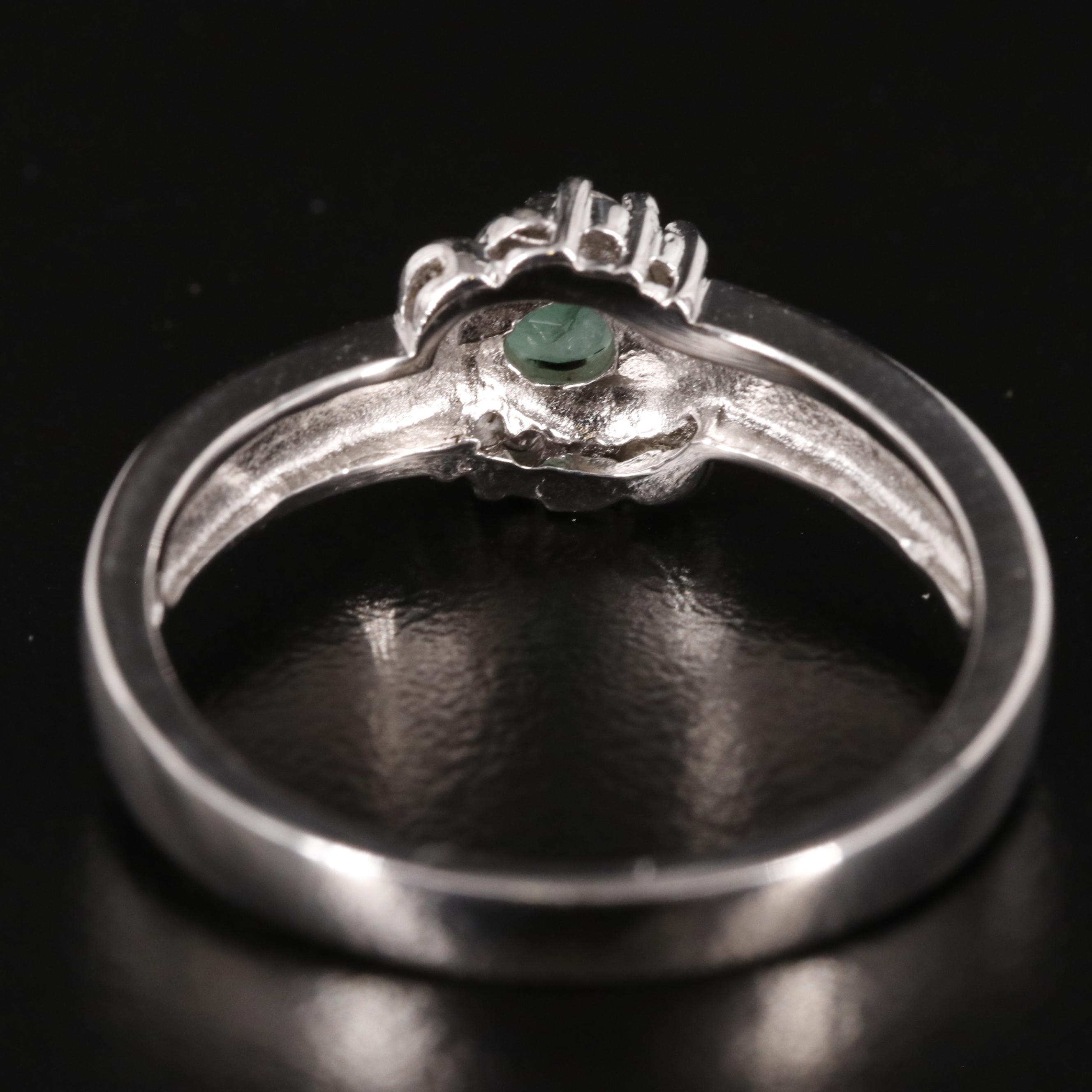 Sterling Emerald and White Topaz Ring