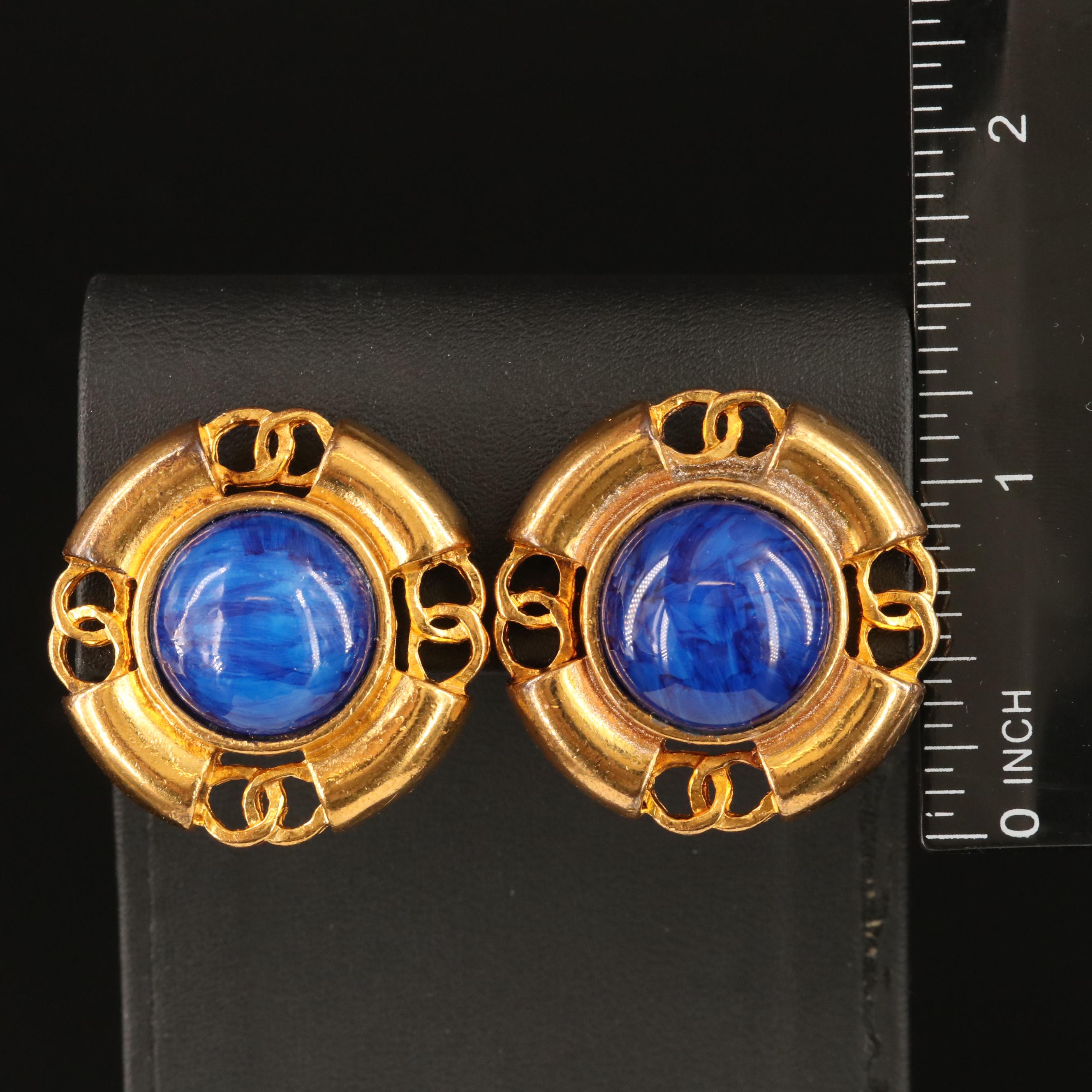 Chanel CC Logo Button Earrings