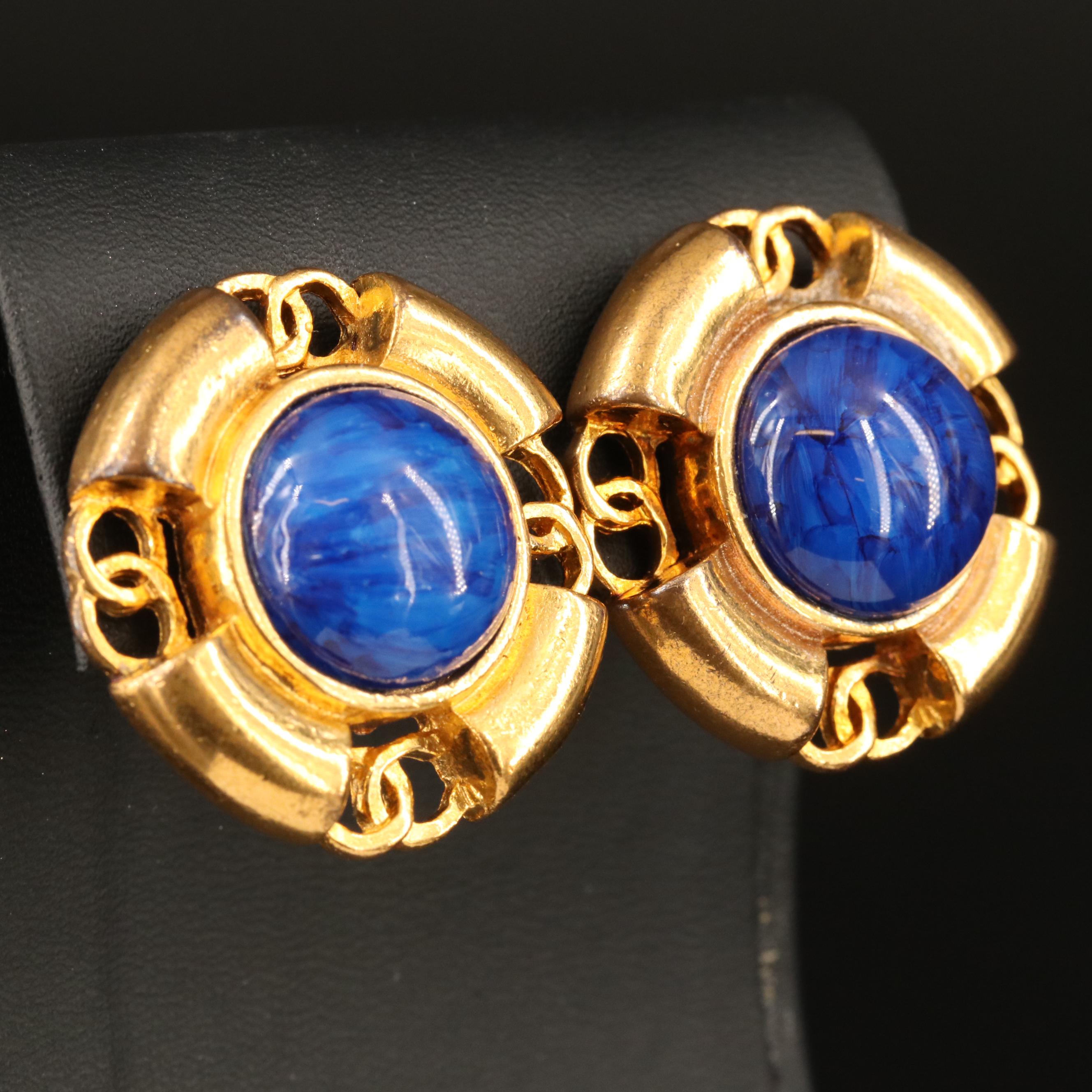 Chanel CC Logo Button Earrings