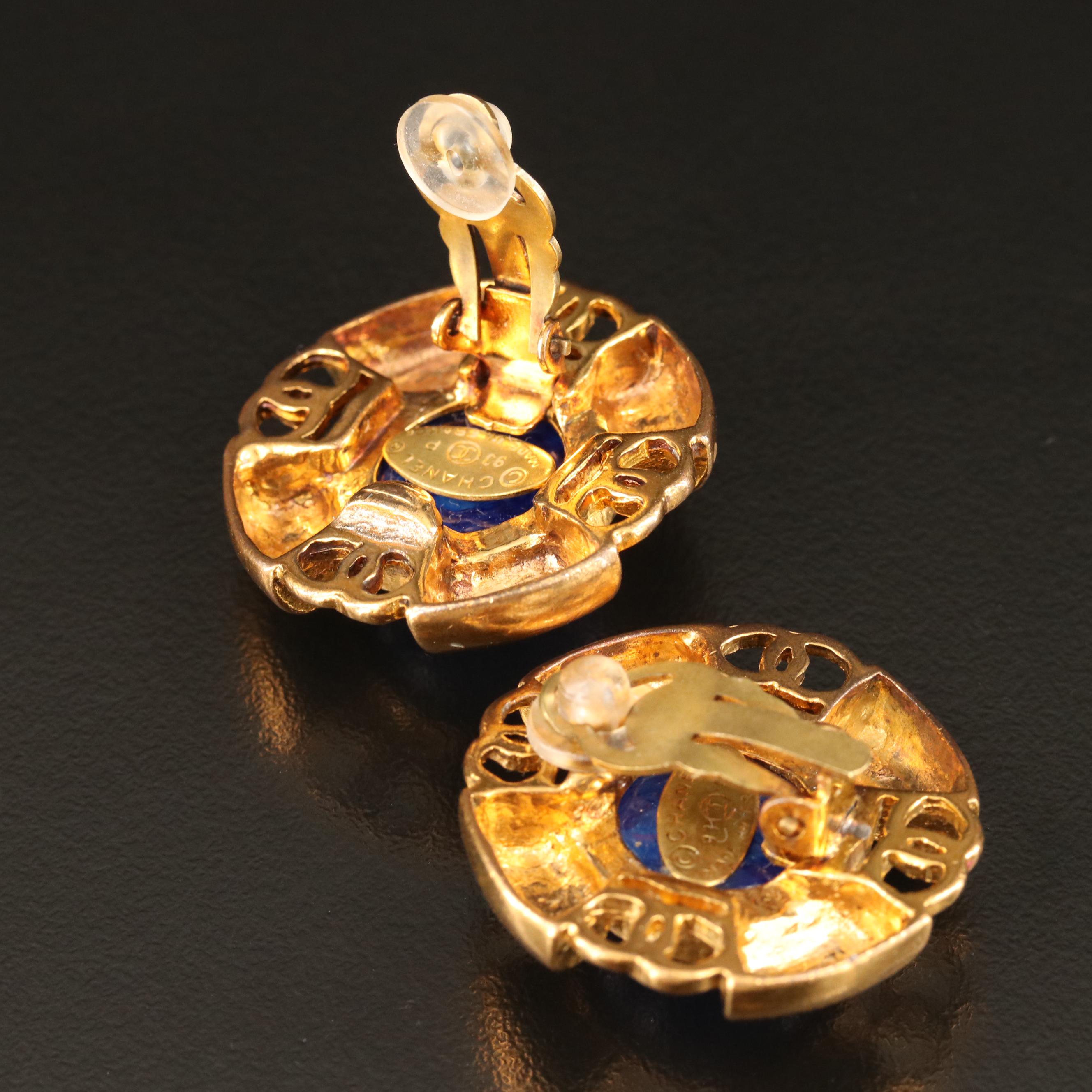 Chanel CC Logo Button Earrings