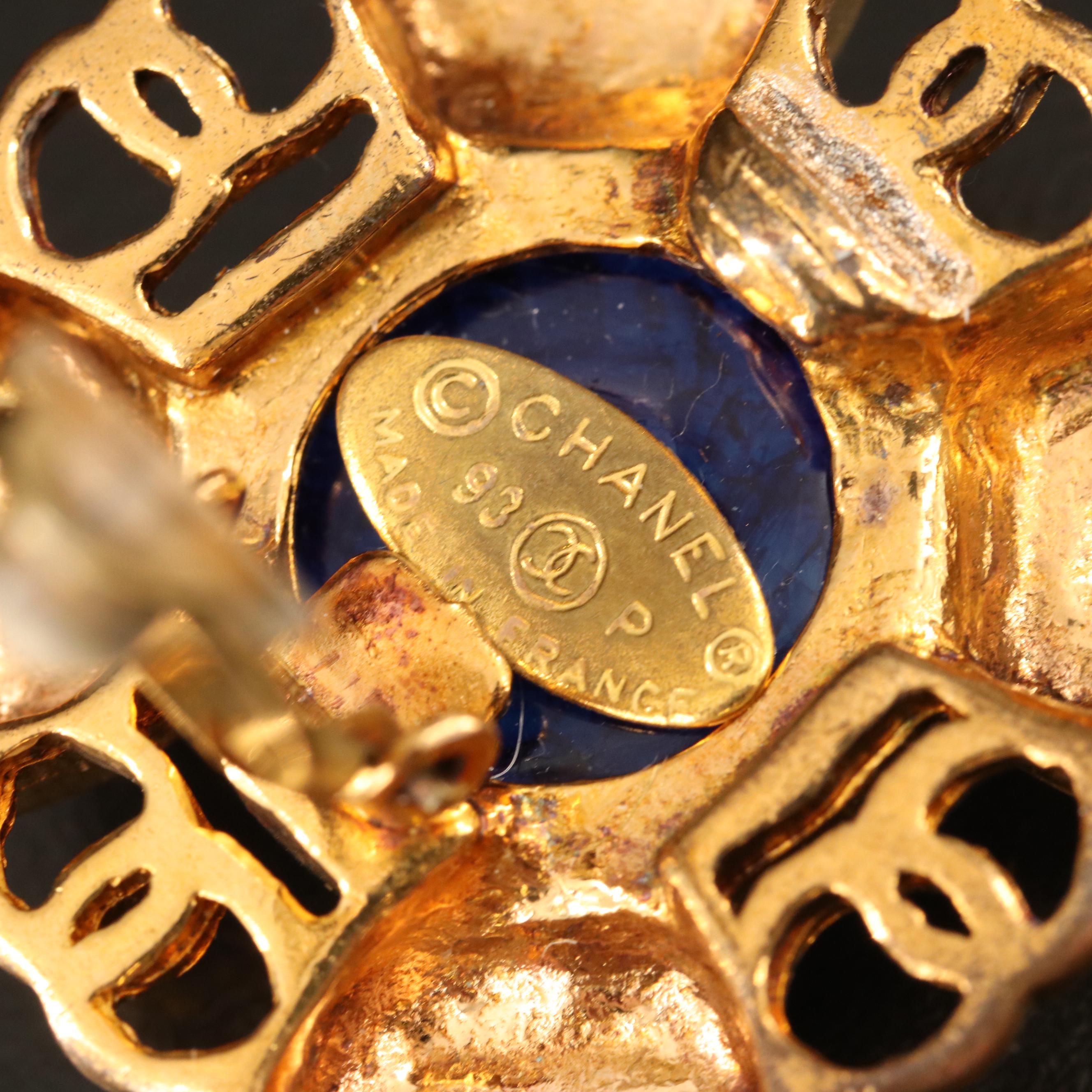 Chanel CC Logo Button Earrings