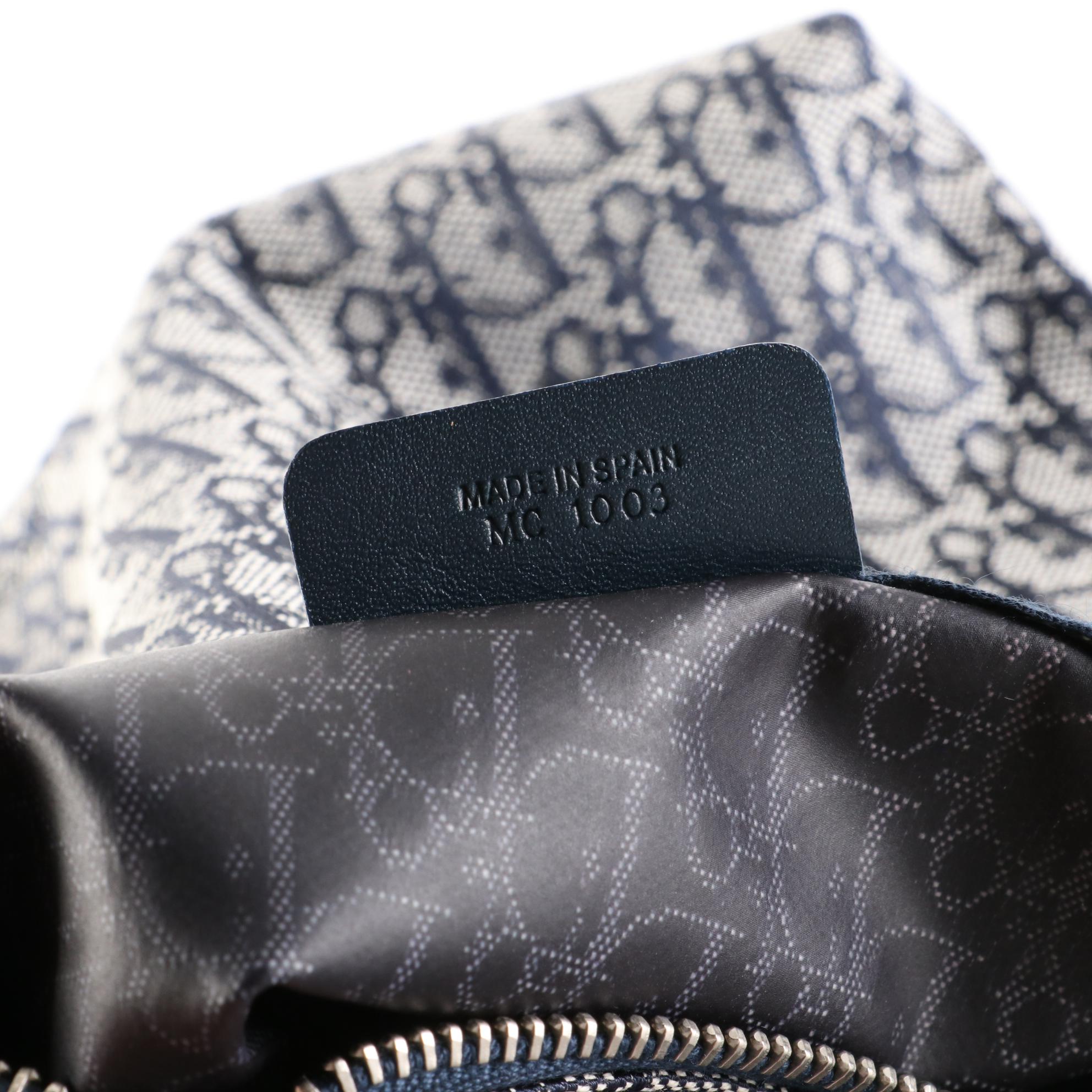 Christian Dior Zip Pouch in Oblique Monogram Canvas with Leather Trim