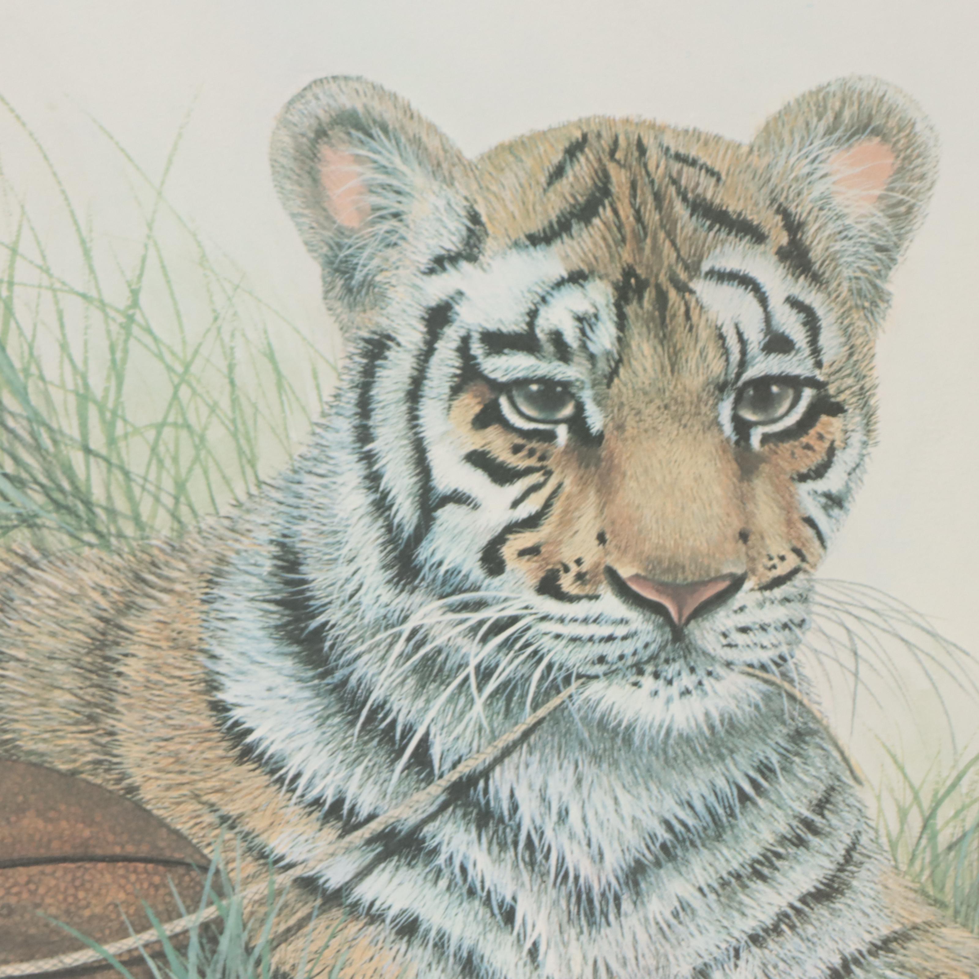 Imogene H. Farnsworth Offset Lithographs of Feline Cubs, Late 20th Century