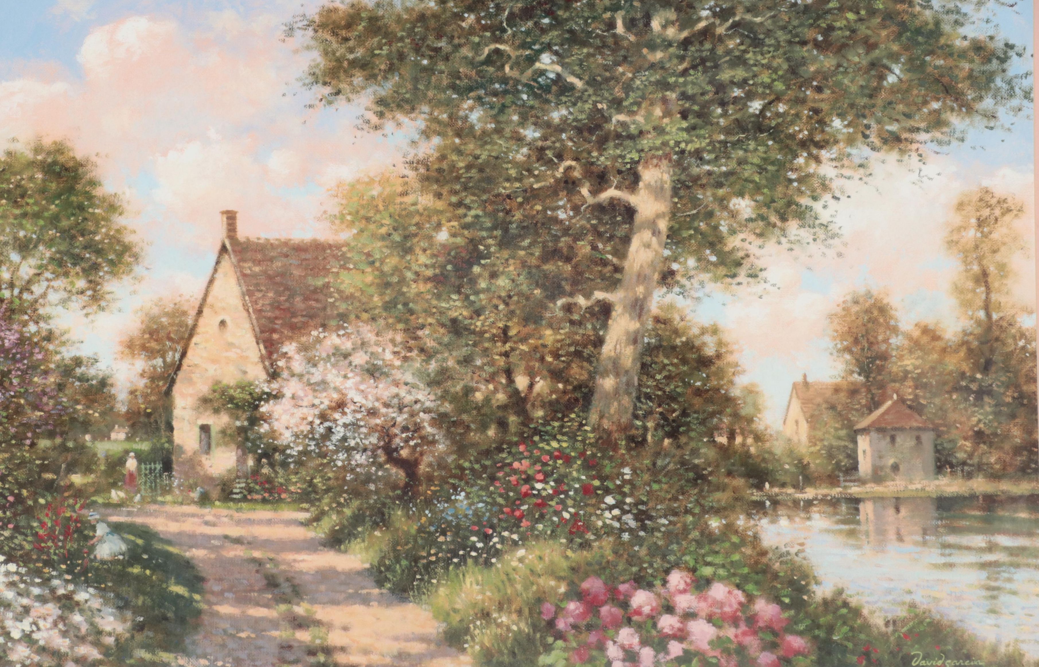 Offset Lithograph of Lakeside Cottage After David Garcia