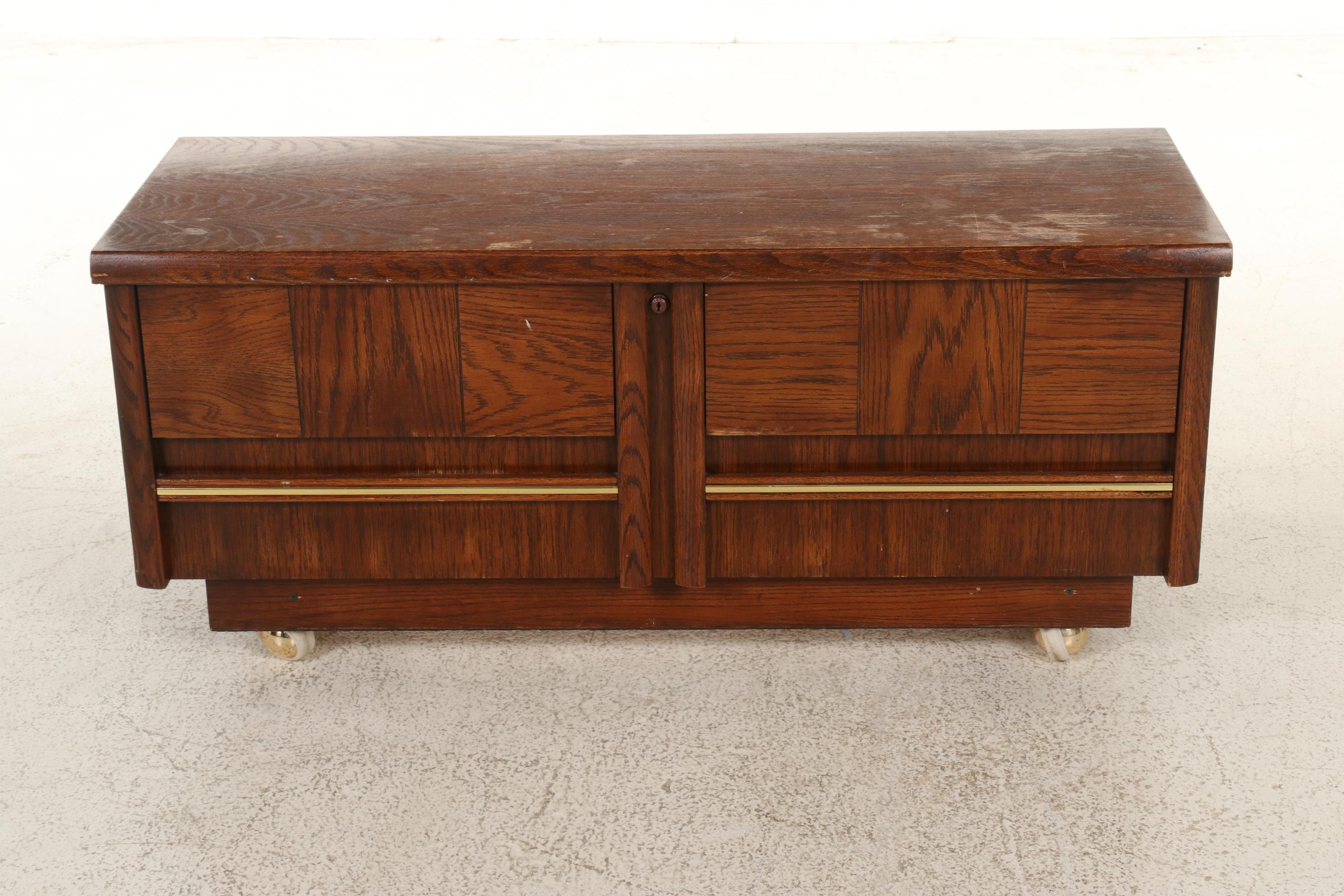 Lane "Aroma-Tite" Oak and Cedar-Lined Blanket Chest on Casters, 1970s