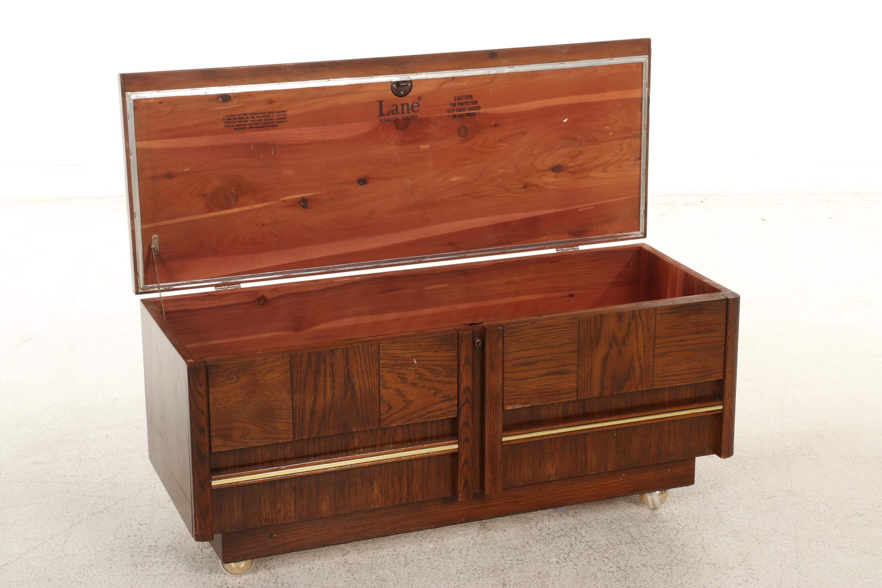 Lane "Aroma-Tite" Oak and Cedar-Lined Blanket Chest on Casters, 1970s