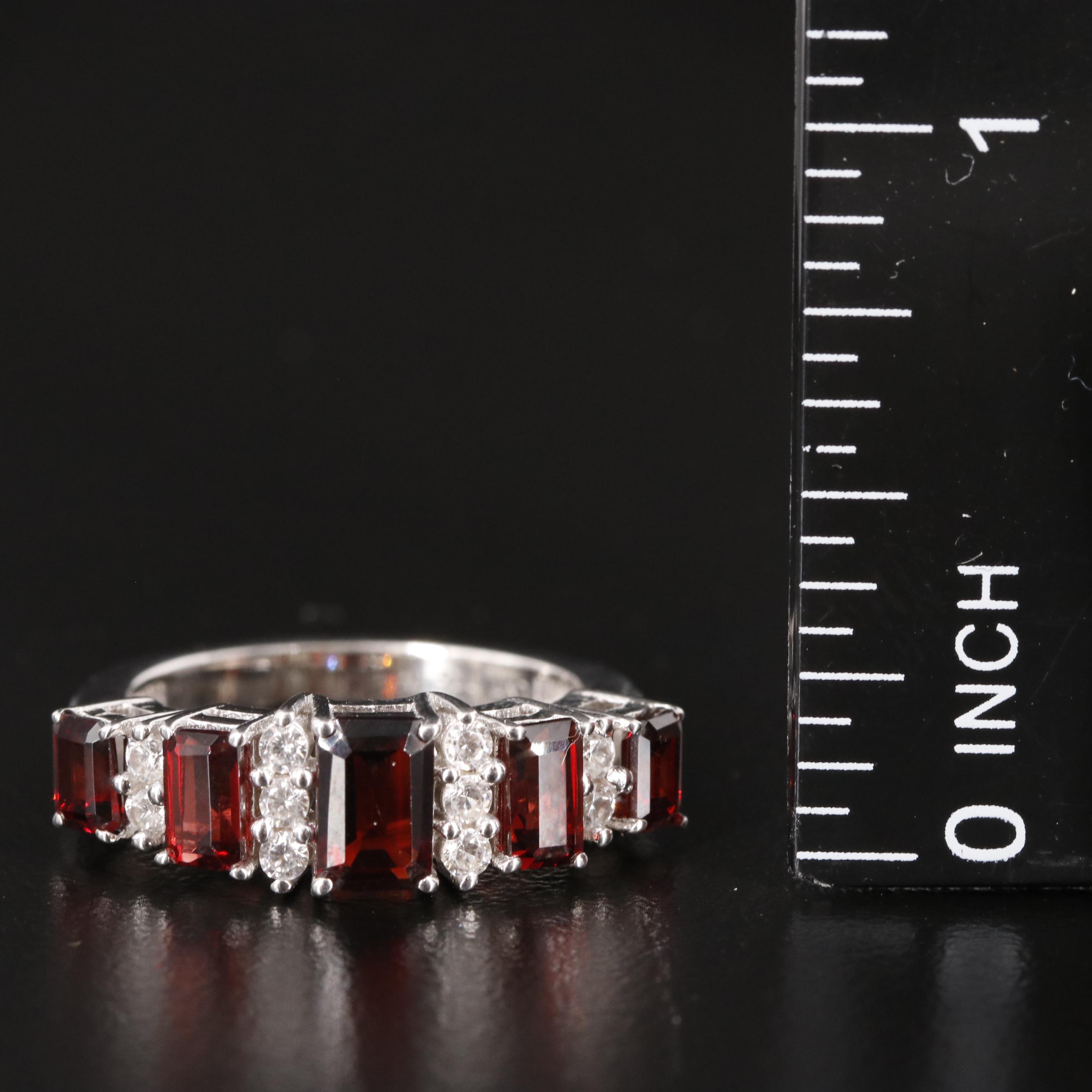 Sterling Garnet and White Topaz Band