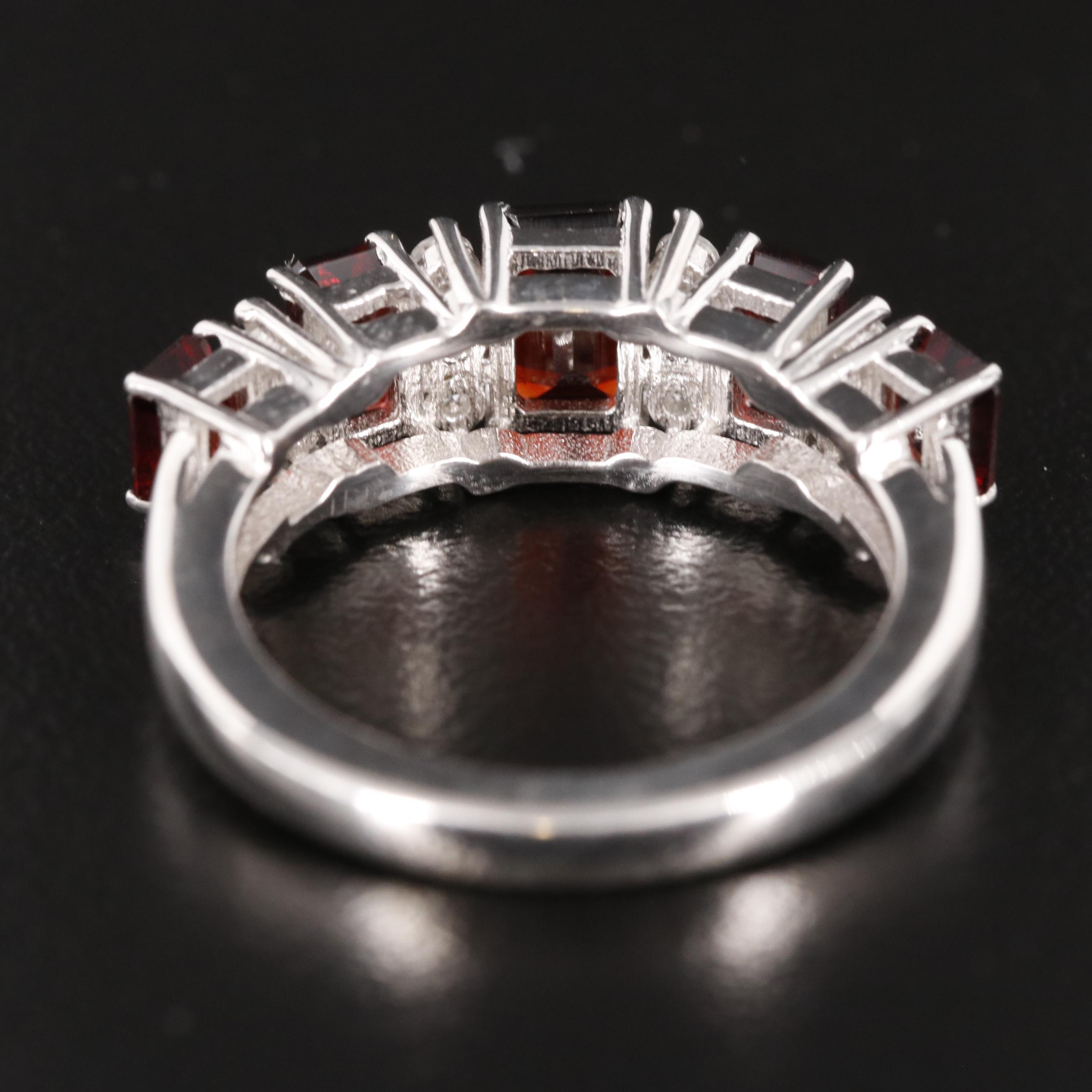 Sterling Garnet and White Topaz Band