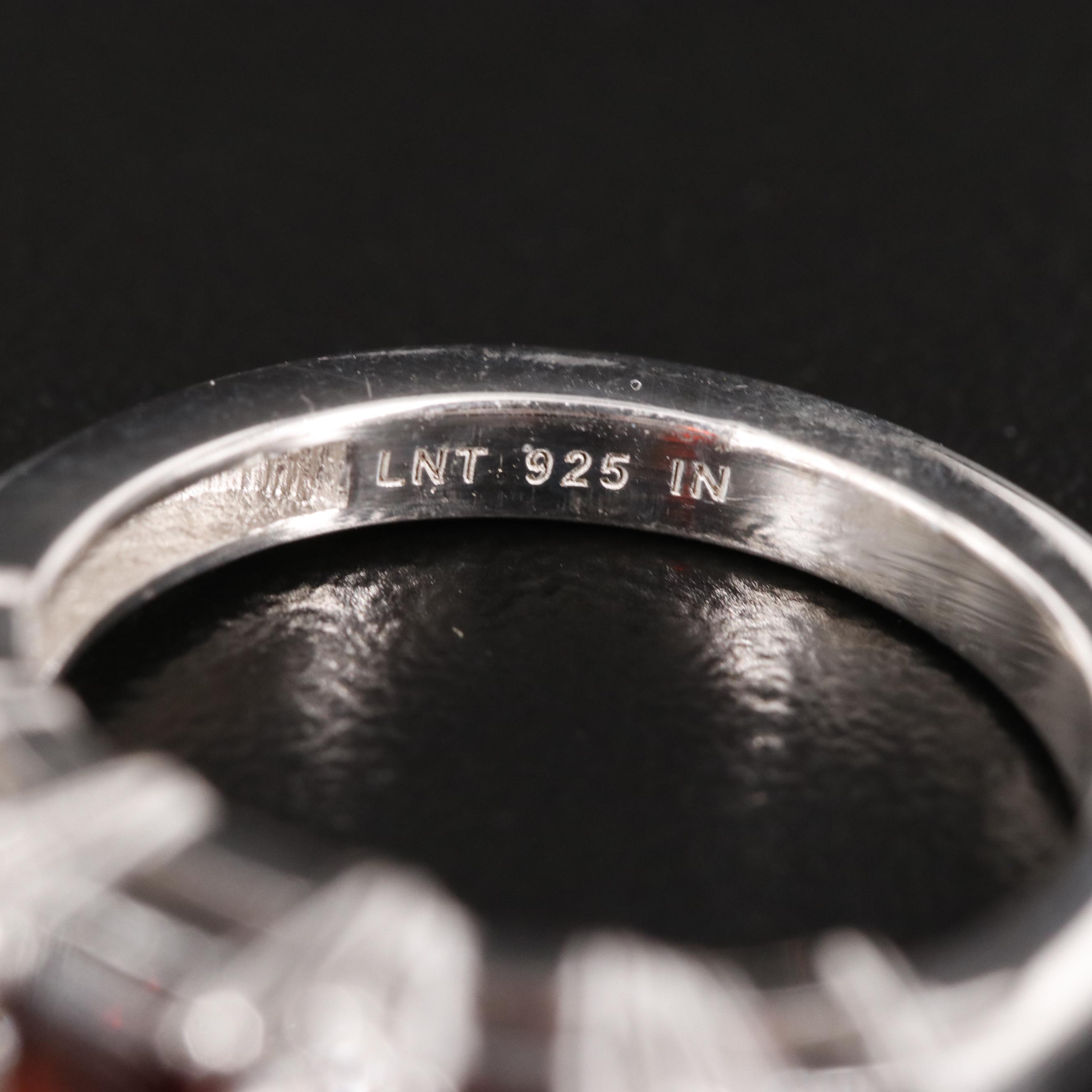 Sterling Garnet and White Topaz Band