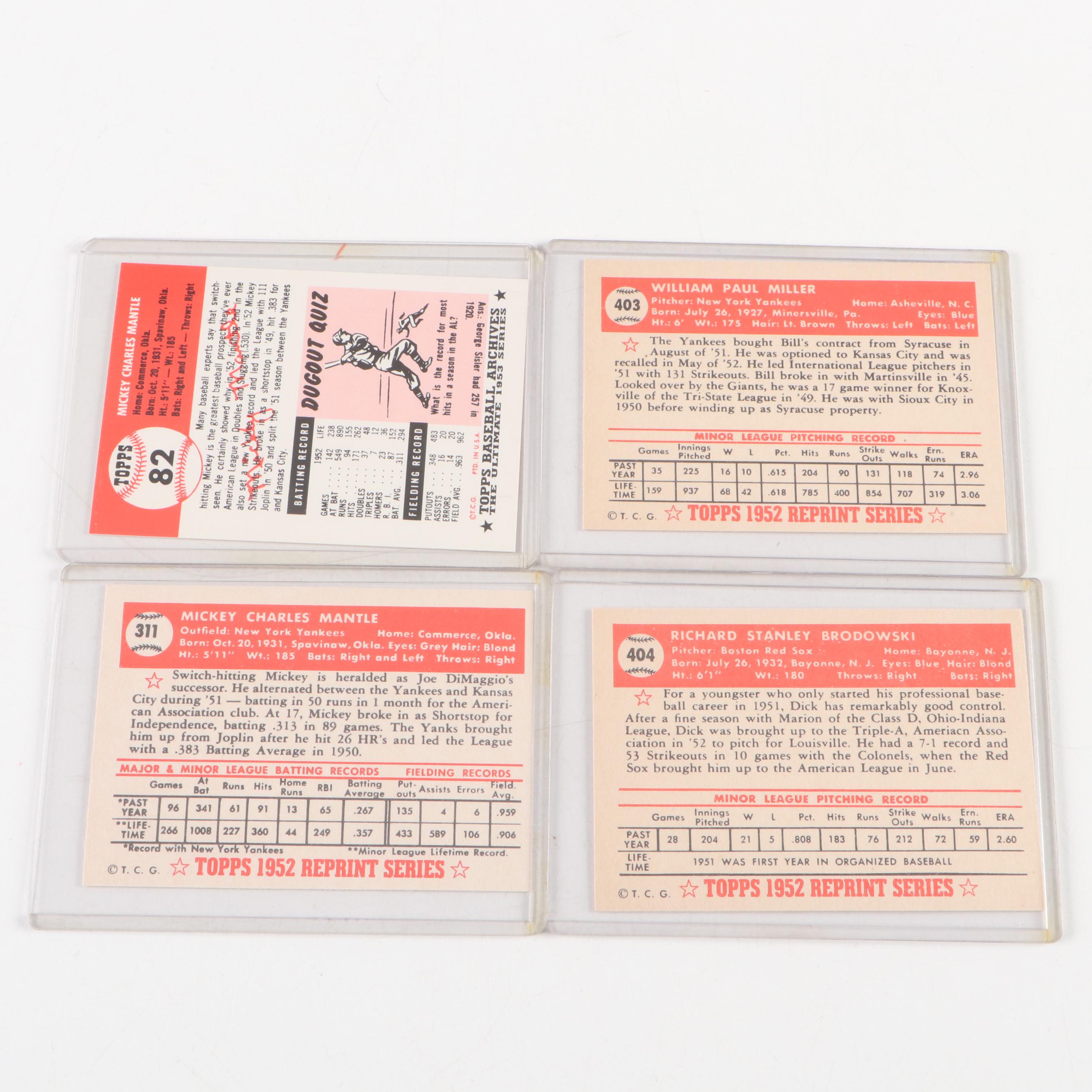 1952 and 1953 Topps Reprint Baseball Cards with Mickey Mantle and More