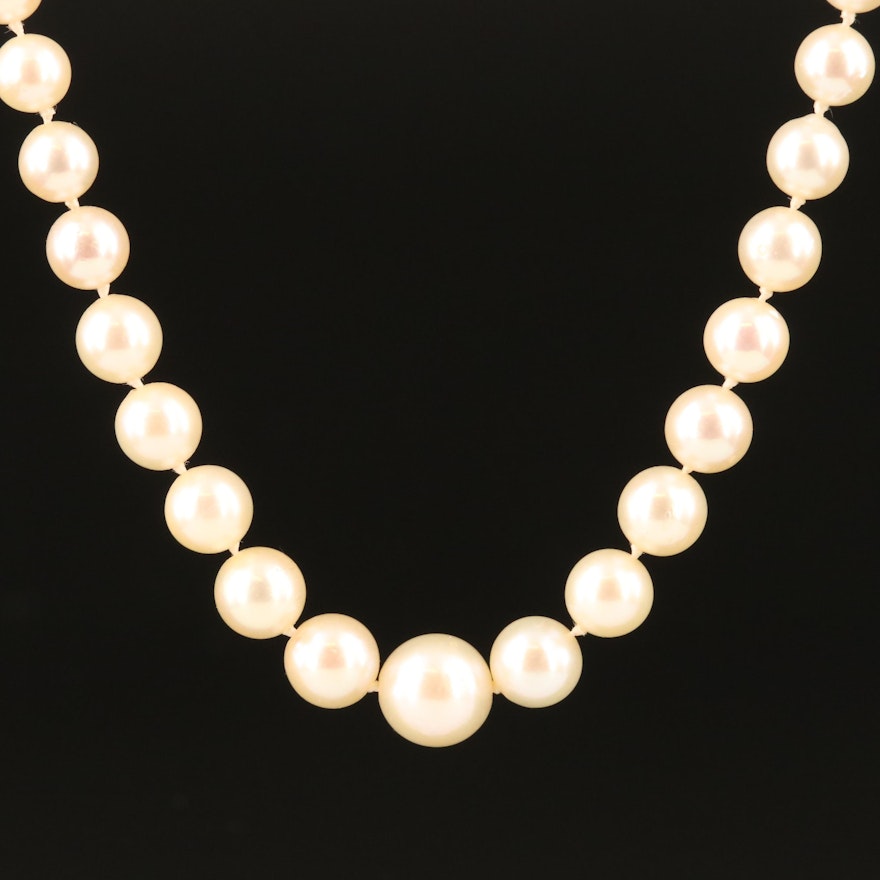 Graduated Pearl Necklace with 14K Clasp