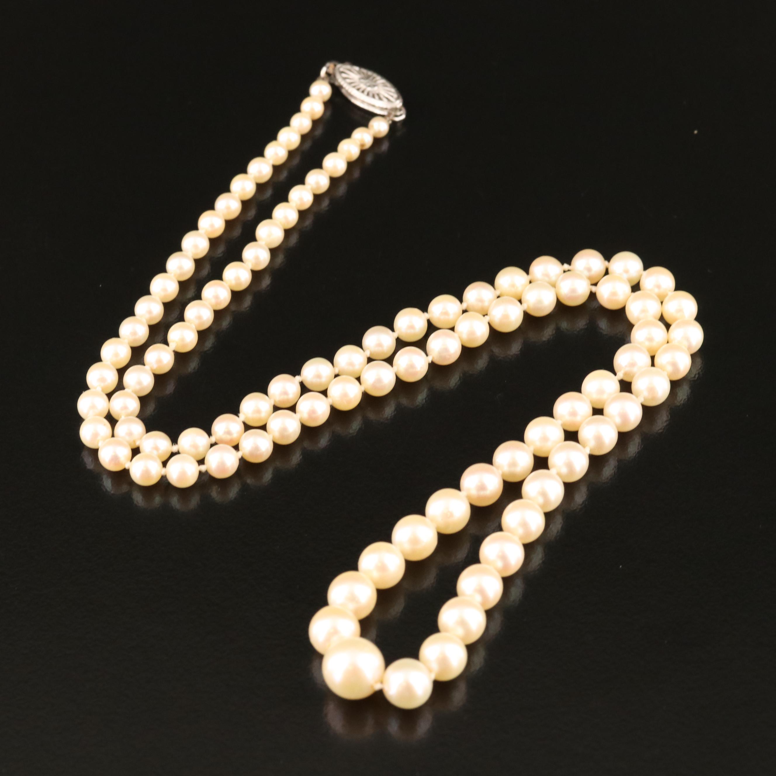 Graduated Pearl Necklace with 14K Clasp
