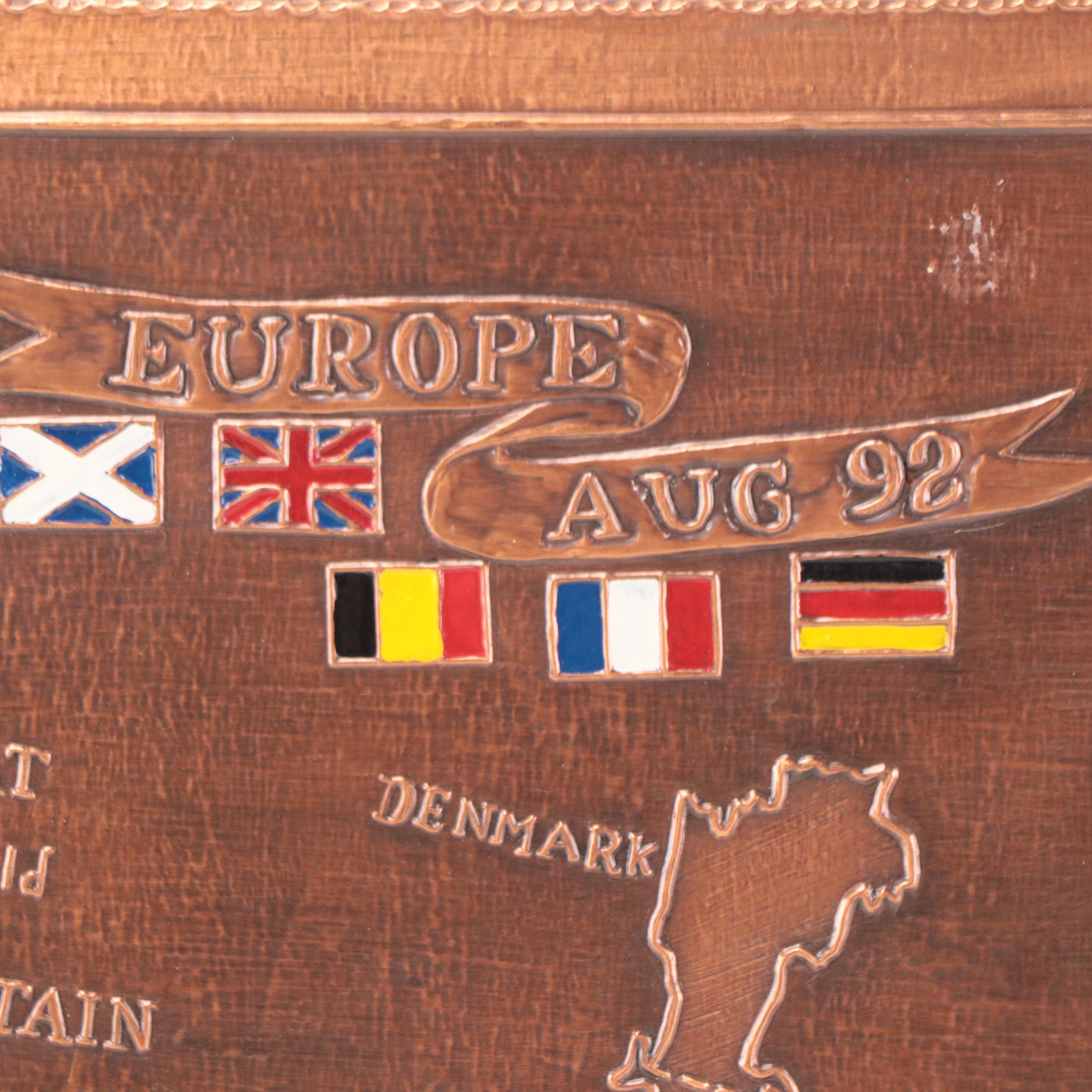 Copper Embossed Map of Europe