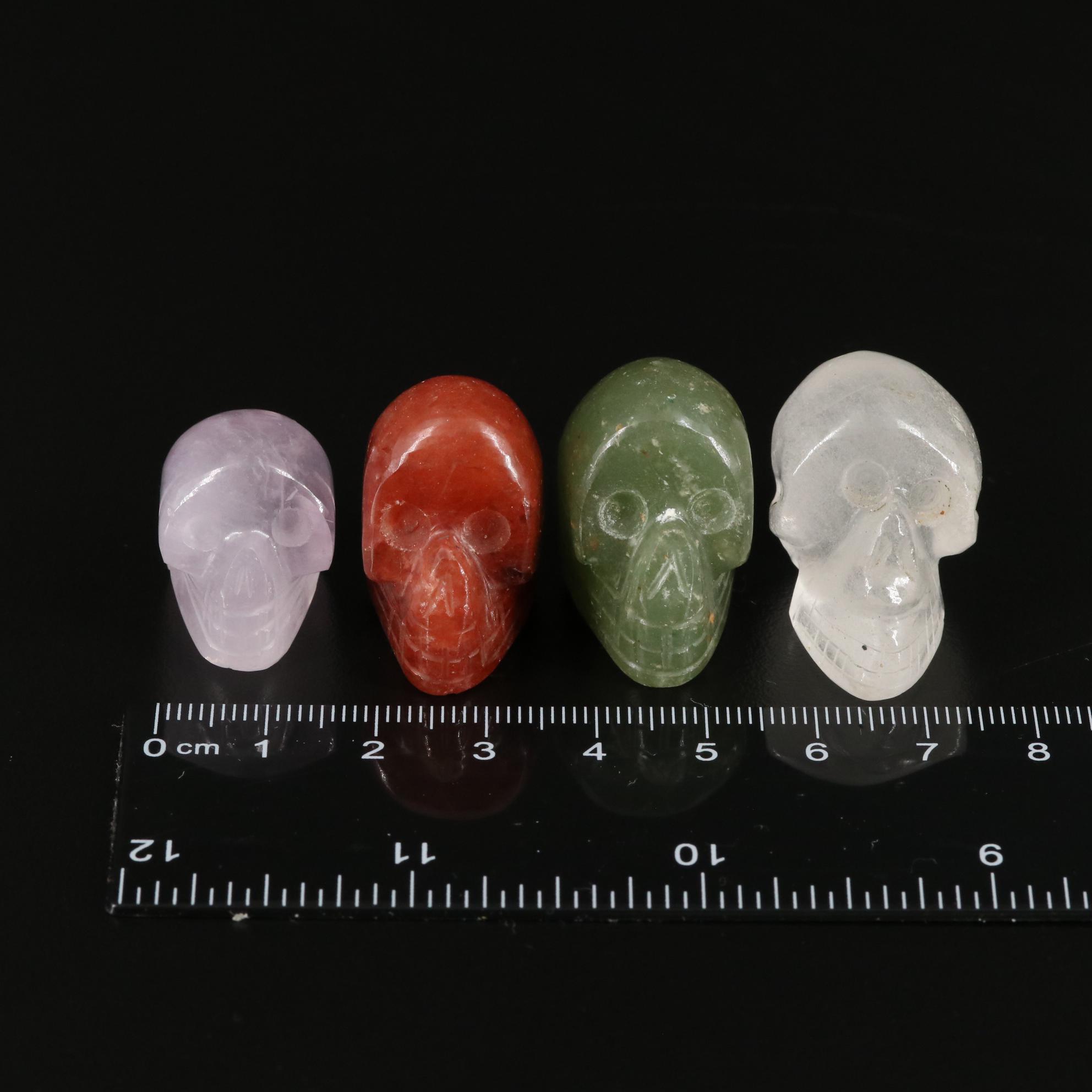 Carved and Polished Amethyst, Aventurine, and Rock Crystal Quartz