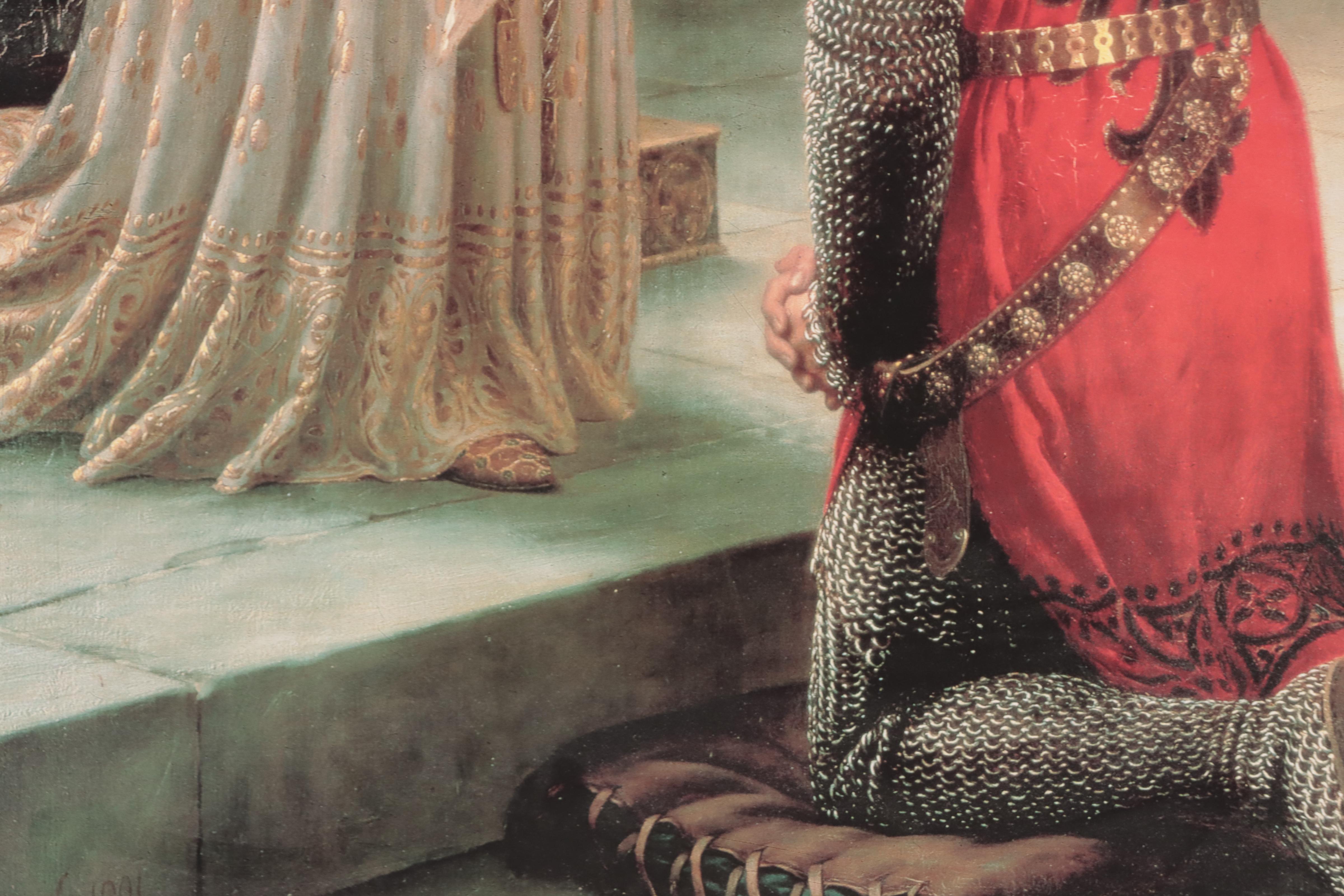 Offset Lithograph After Edmund Blair Leighton "The Accolade"