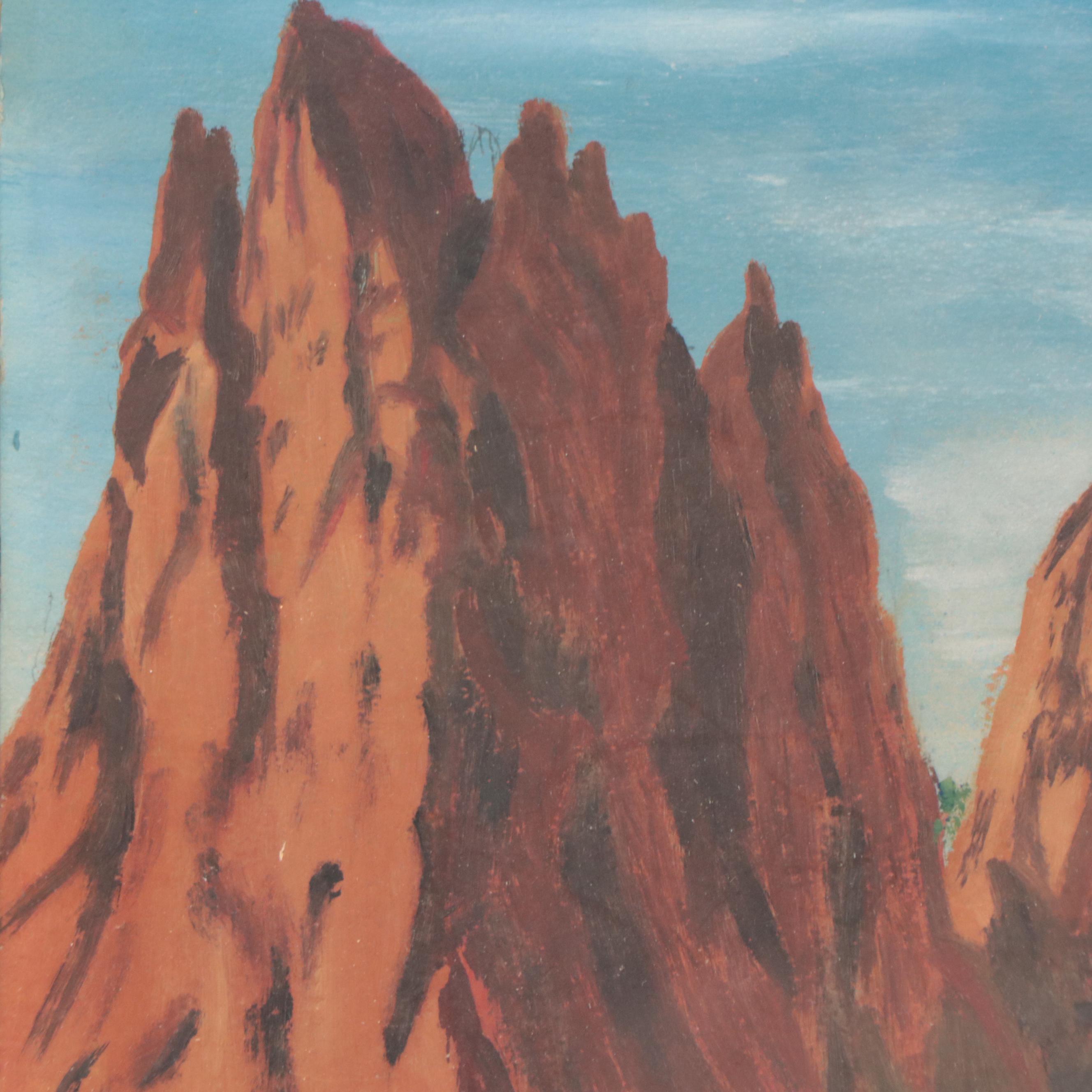 Watercolor Painting of Alpine Landscape