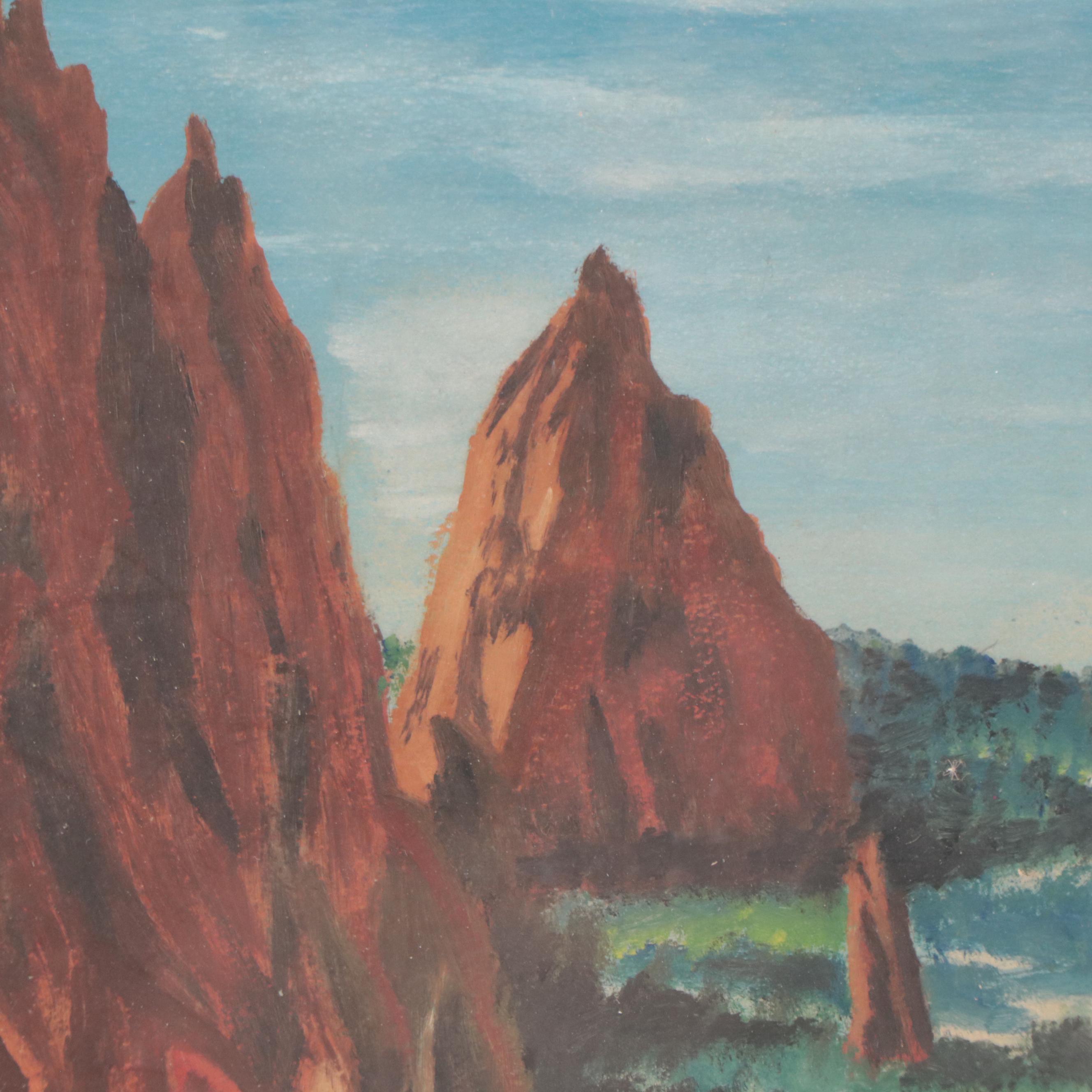 Watercolor Painting of Alpine Landscape