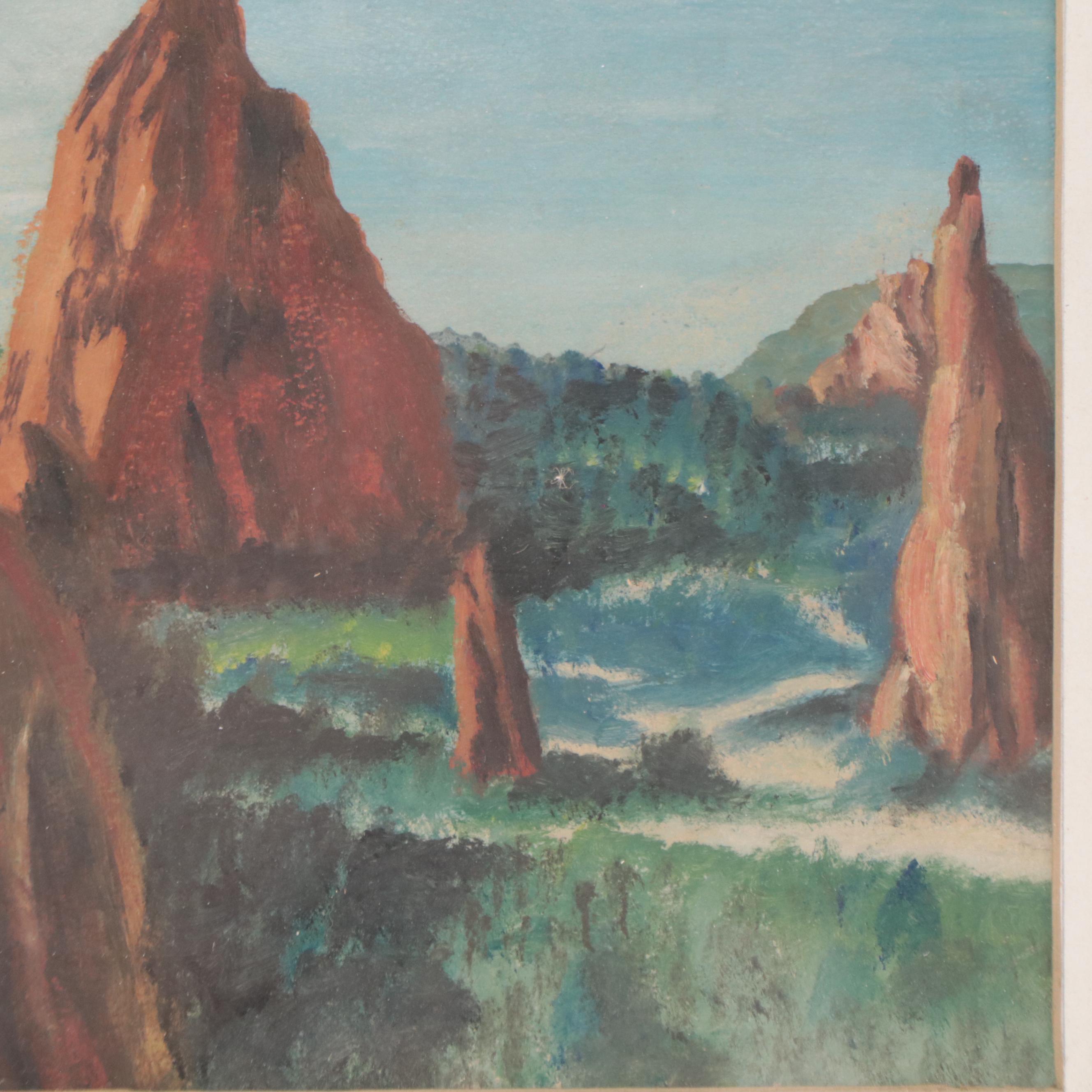 Watercolor Painting of Alpine Landscape