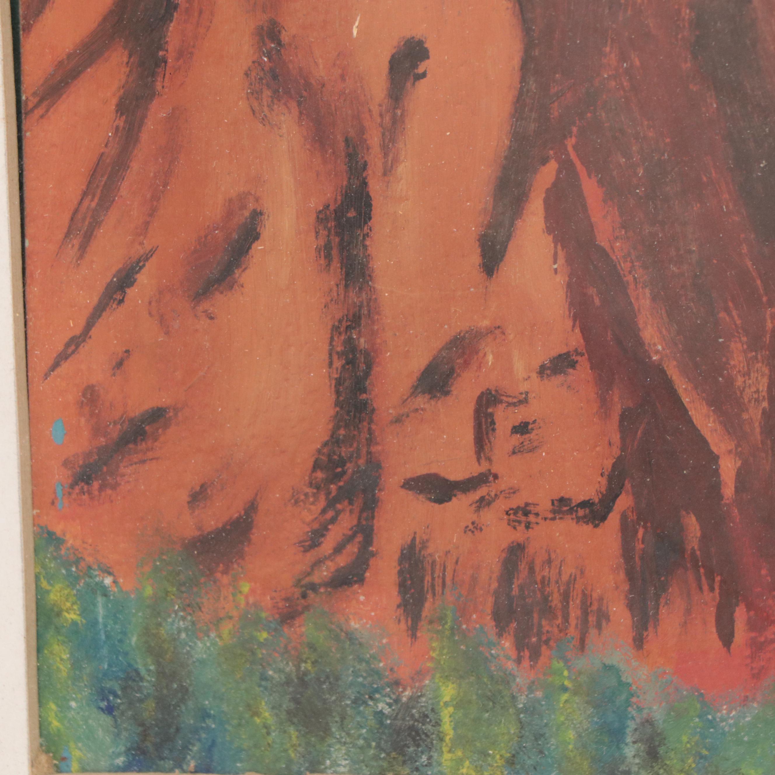 Watercolor Painting of Alpine Landscape