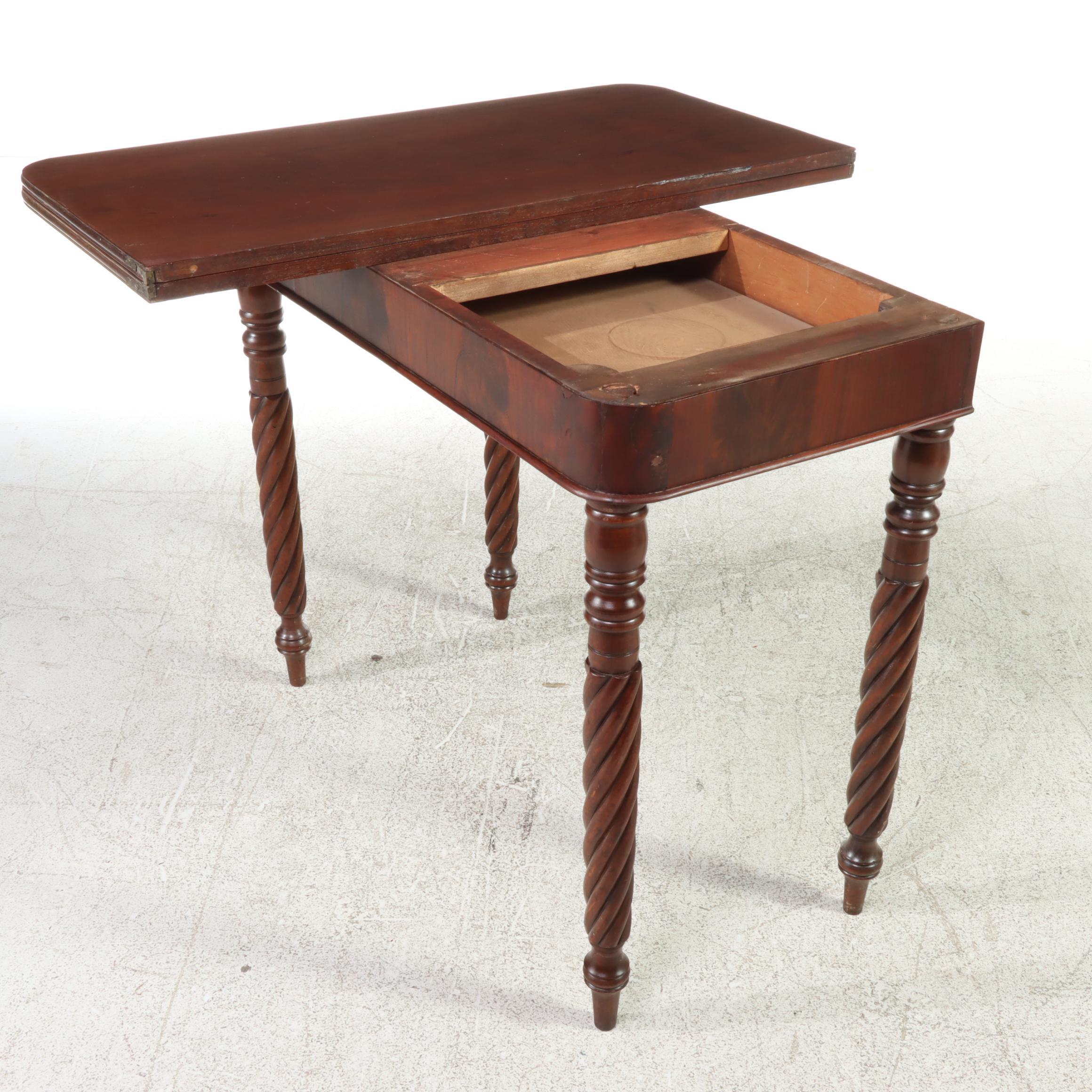 Late Federal Flame Mahogany Games Table, circa 1830