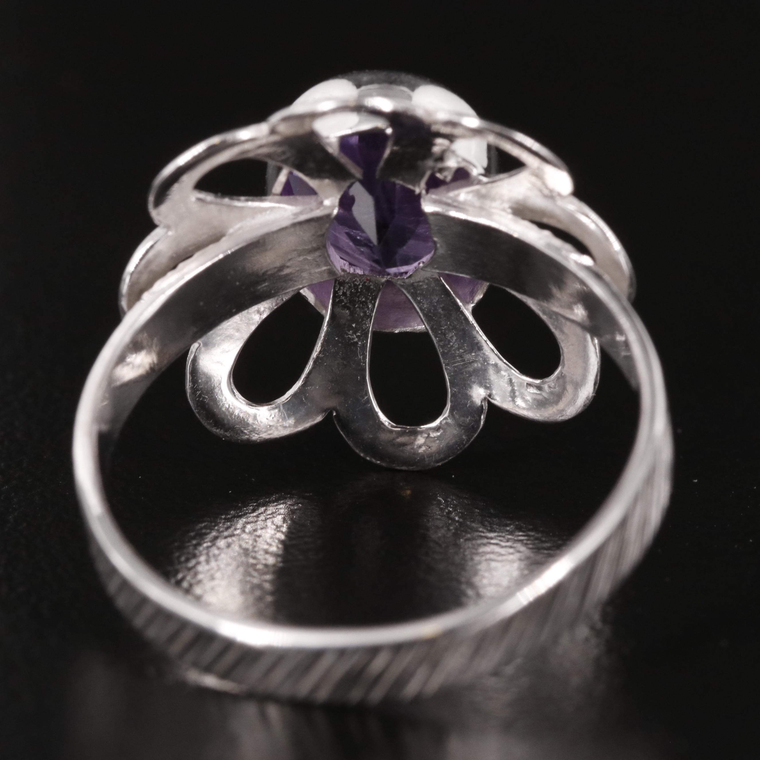 Sterling Amethyst Flower Ring