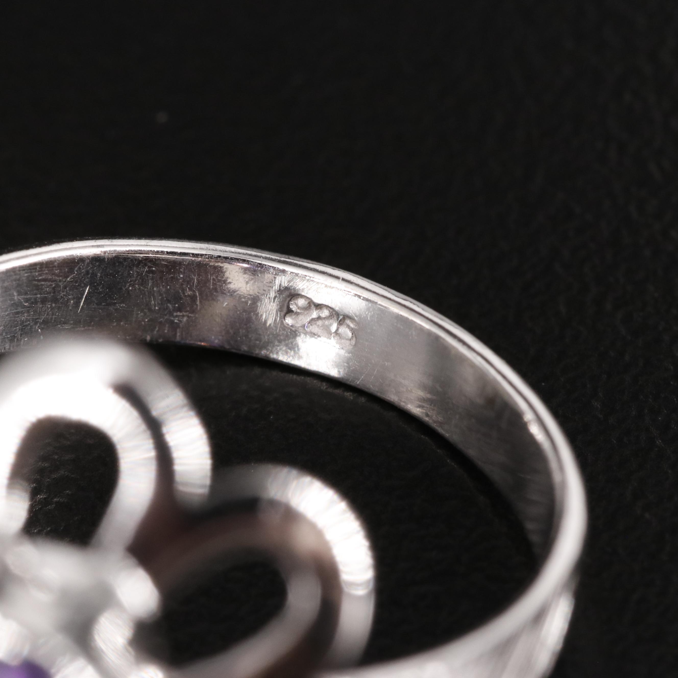 Sterling Amethyst Flower Ring