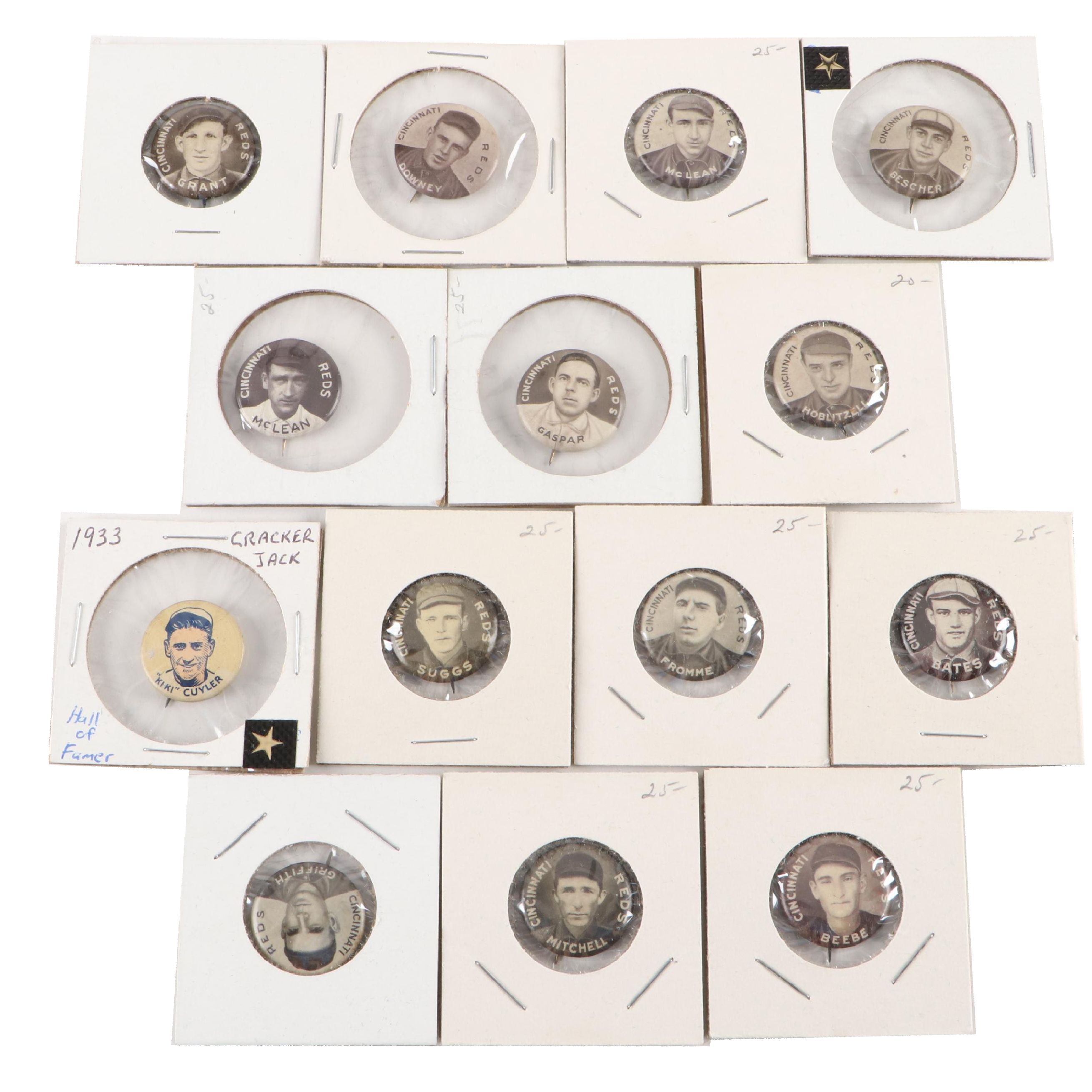 Cincinnati Reds Sweet Caporal and Cracker Jack Pinbacks, Early/ Mid-20th Century