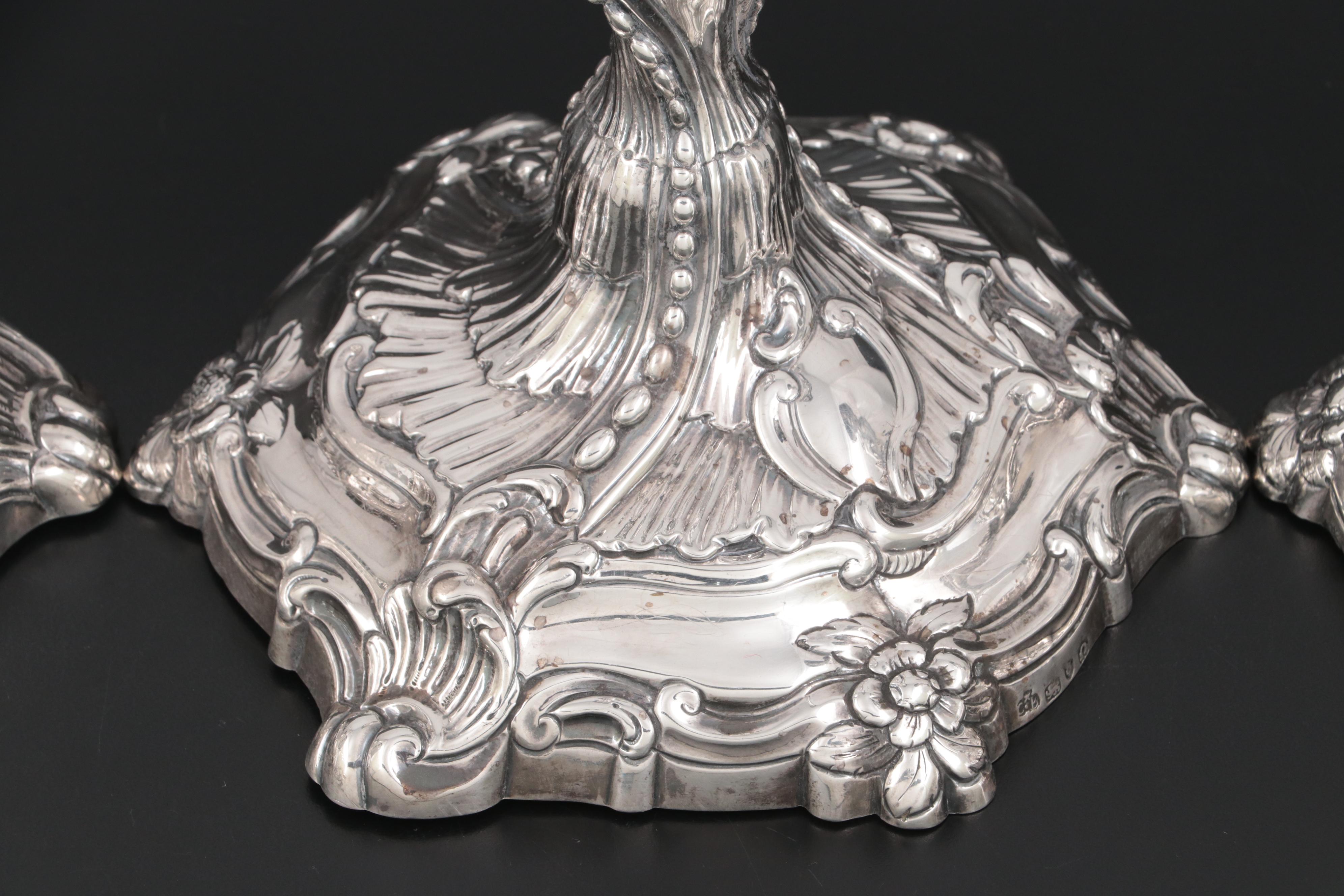 George III Adams Style English Sterling Silver Candlesticks, 1768