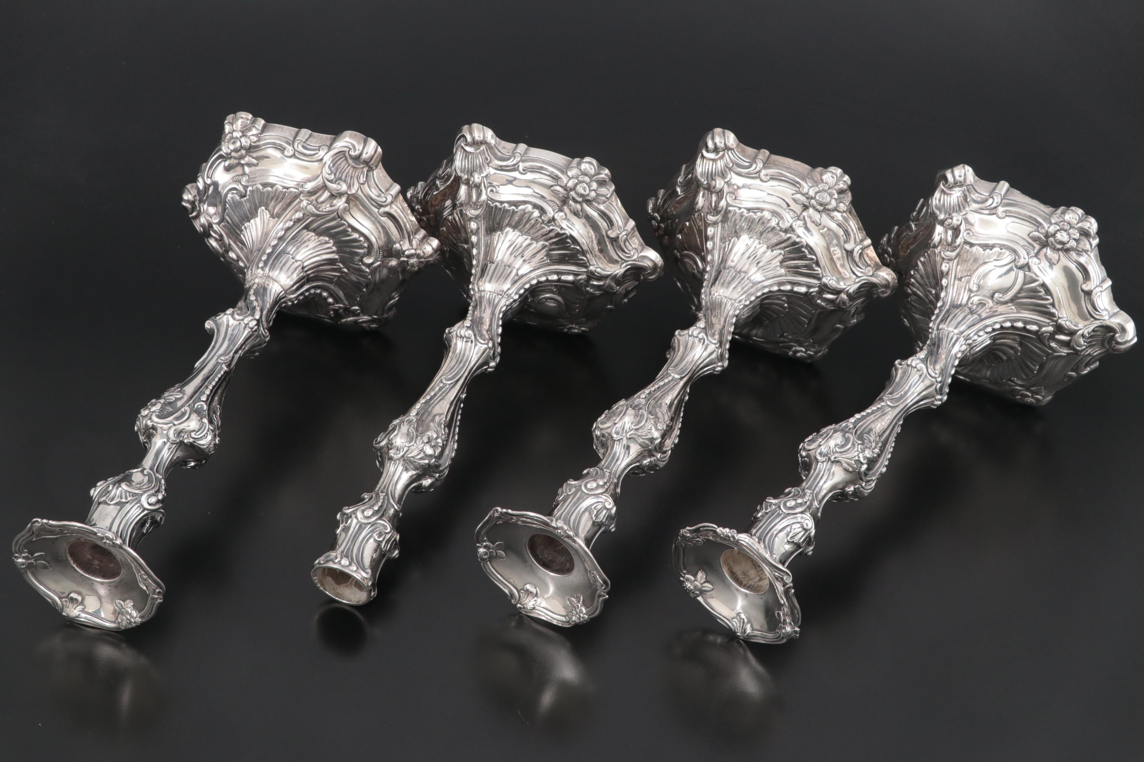 George III Adams Style English Sterling Silver Candlesticks, 1768