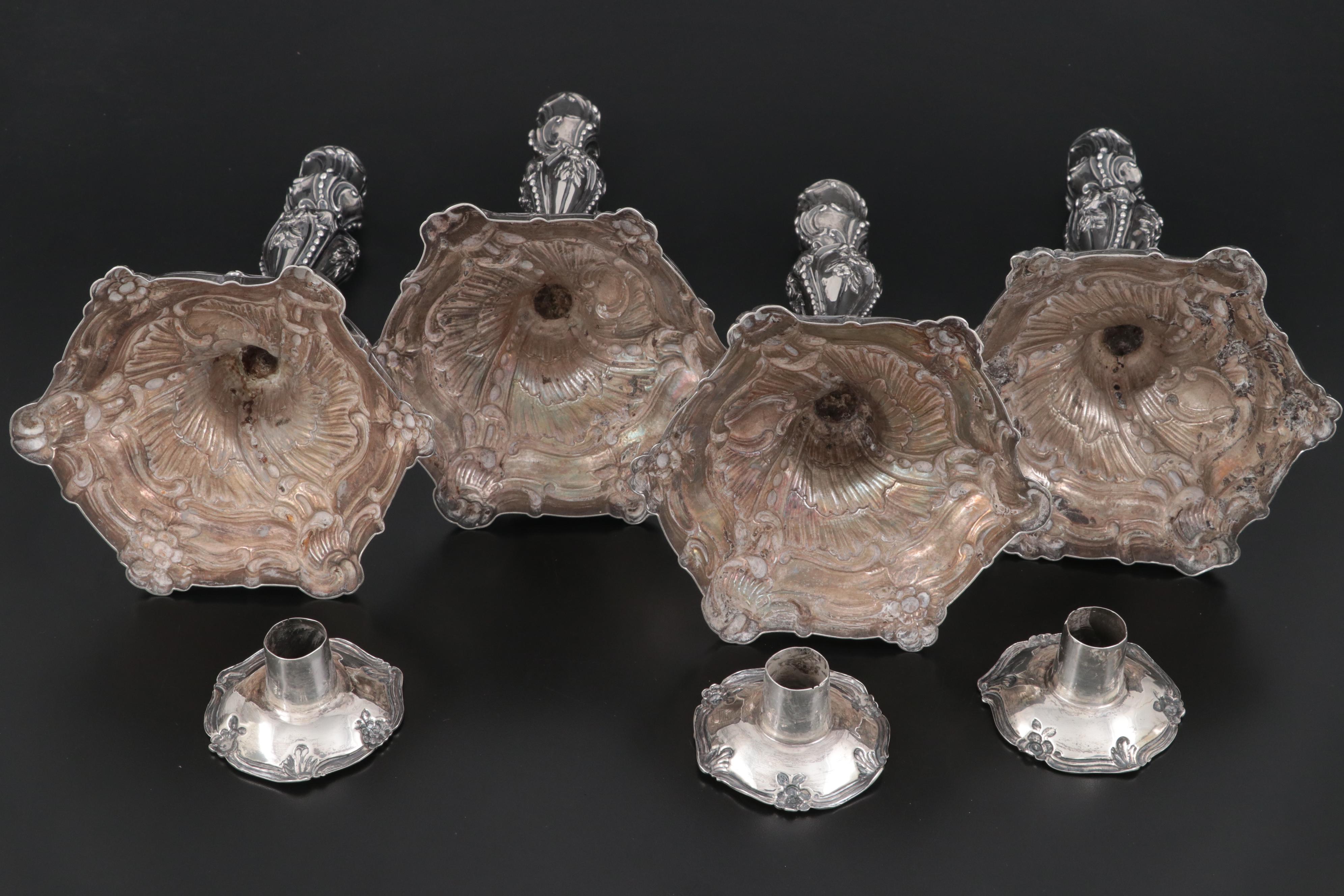 George III Adams Style English Sterling Silver Candlesticks, 1768