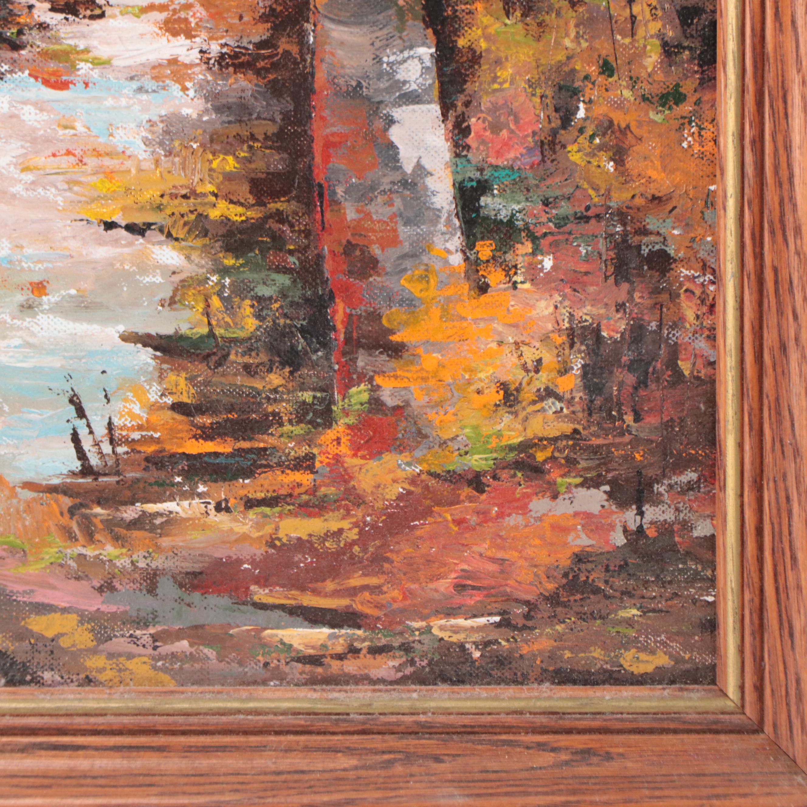 Tsugi McGowan Oil Painting of Forest Landscape, 1992