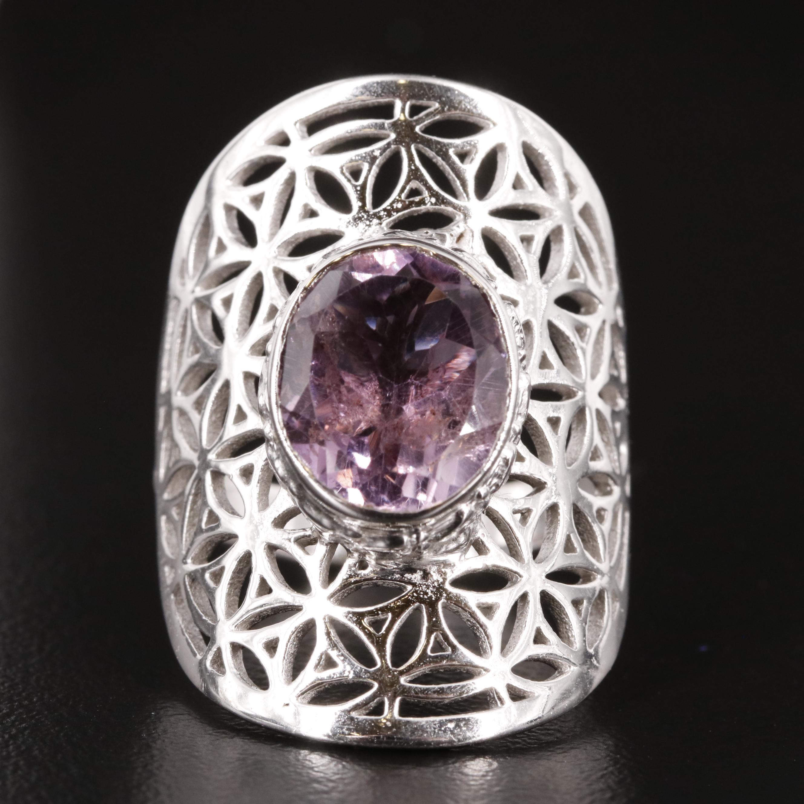 Sterling Amethyst Statement Ring