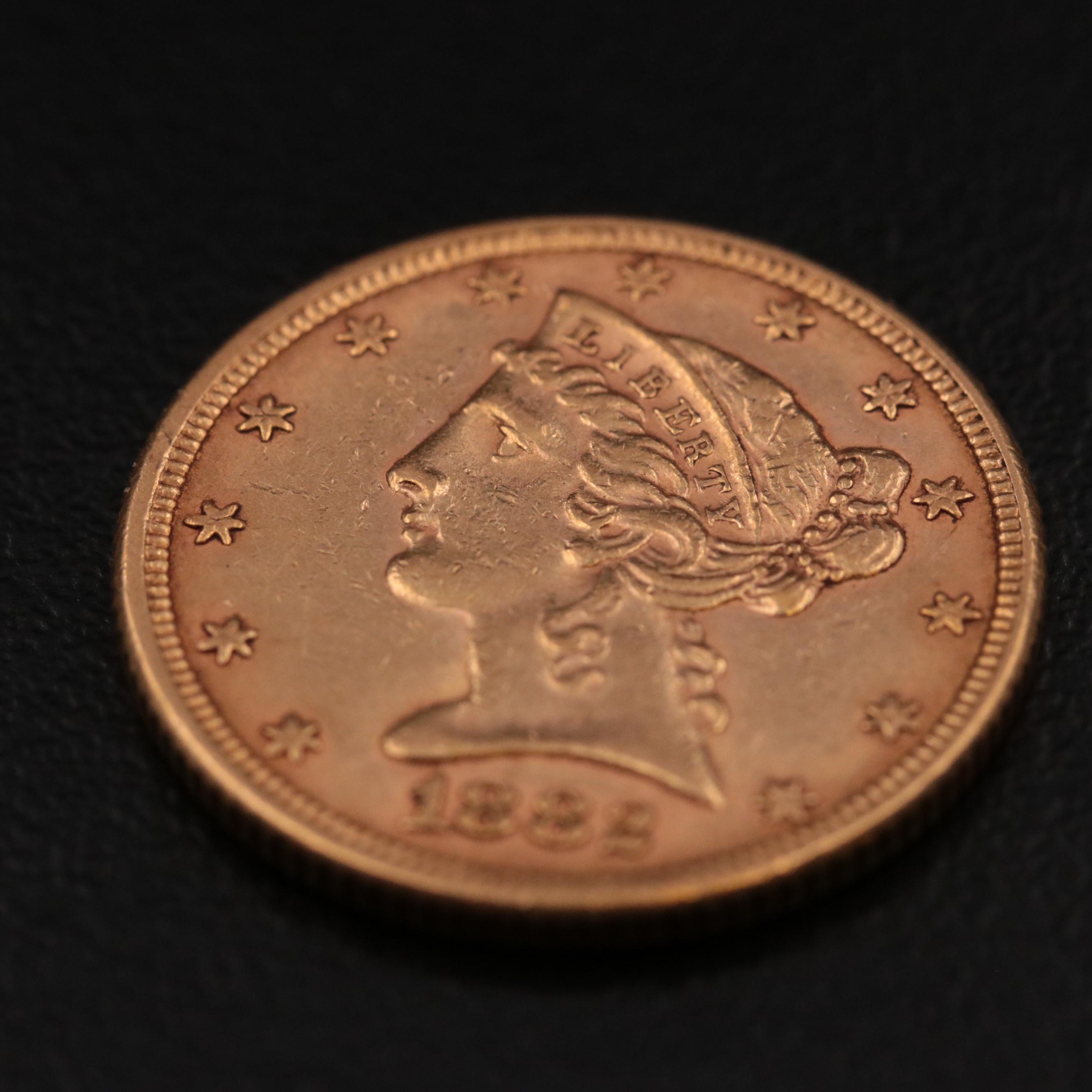 1882 Liberty Head $5 Gold Half Eagle