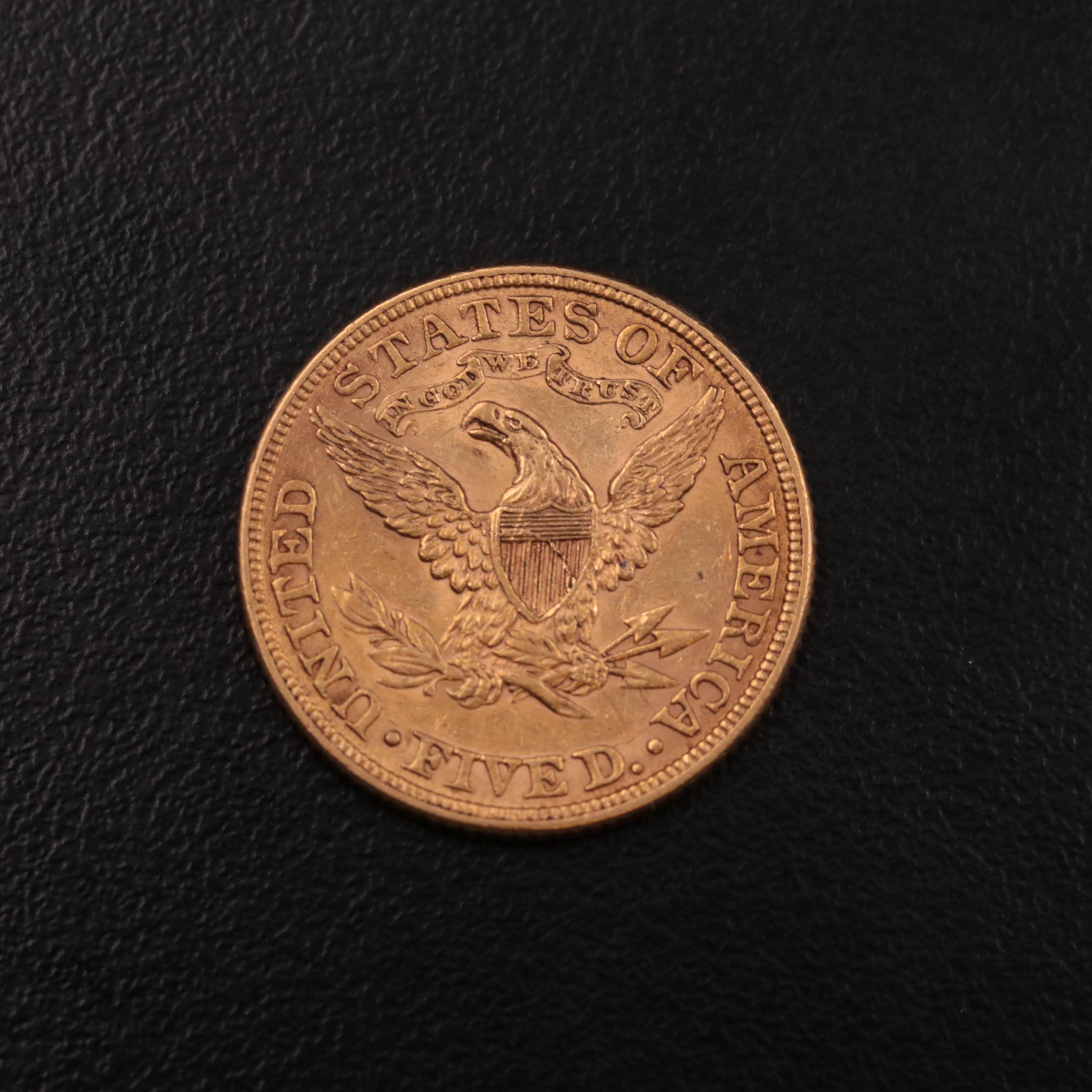 1882 Liberty Head $5 Gold Half Eagle