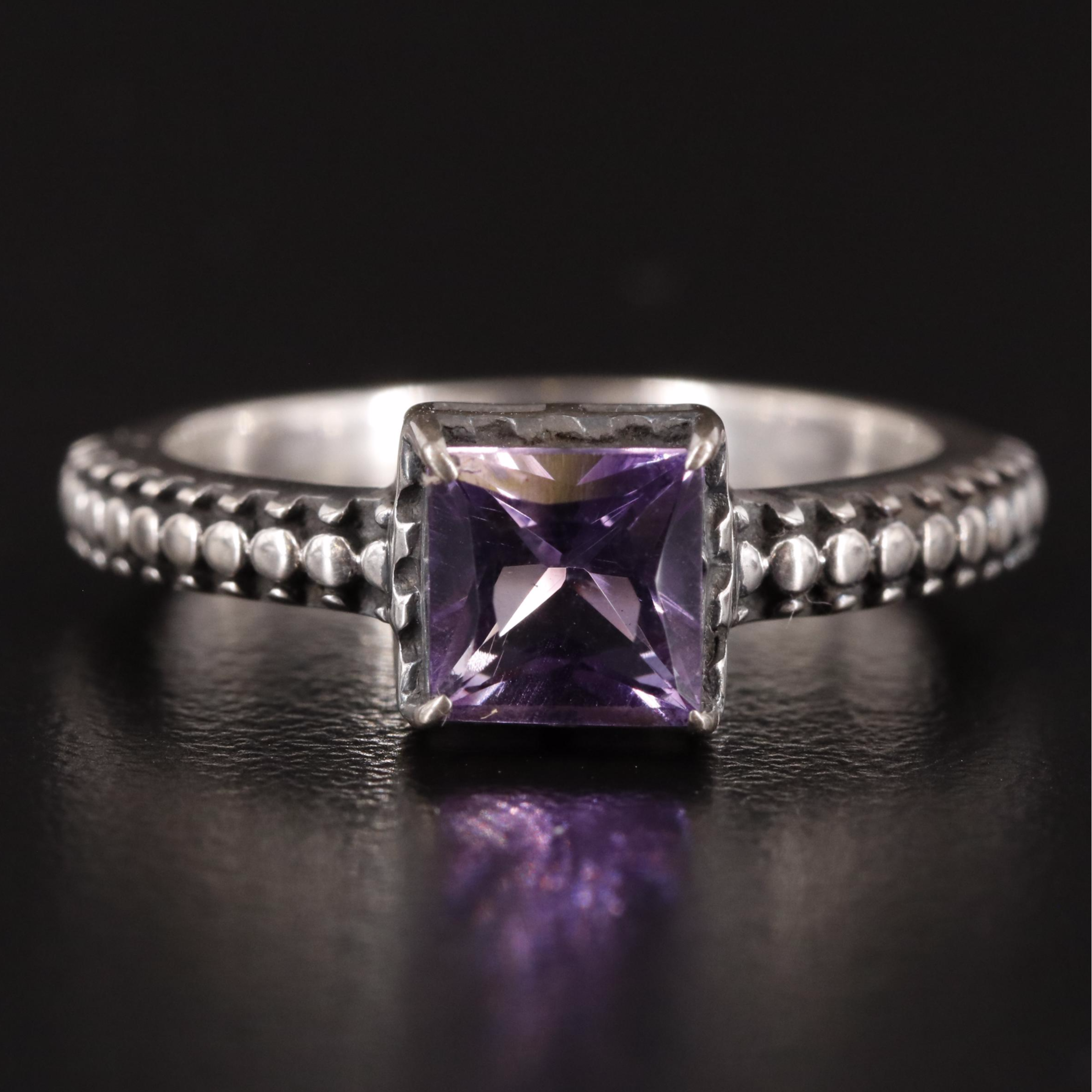 Sterling Square Amethyst Ring