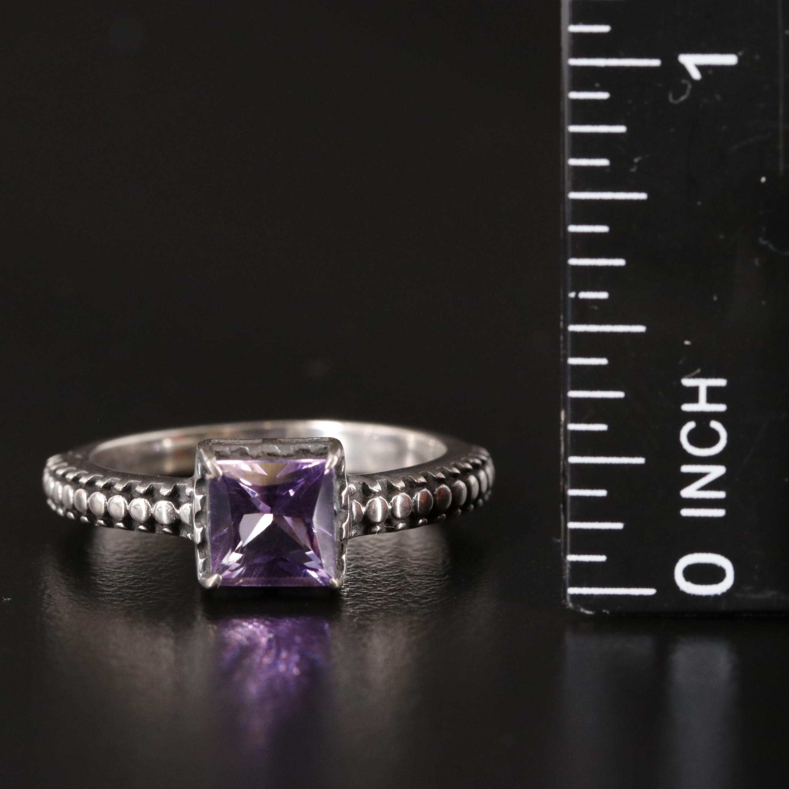 Sterling Square Amethyst Ring
