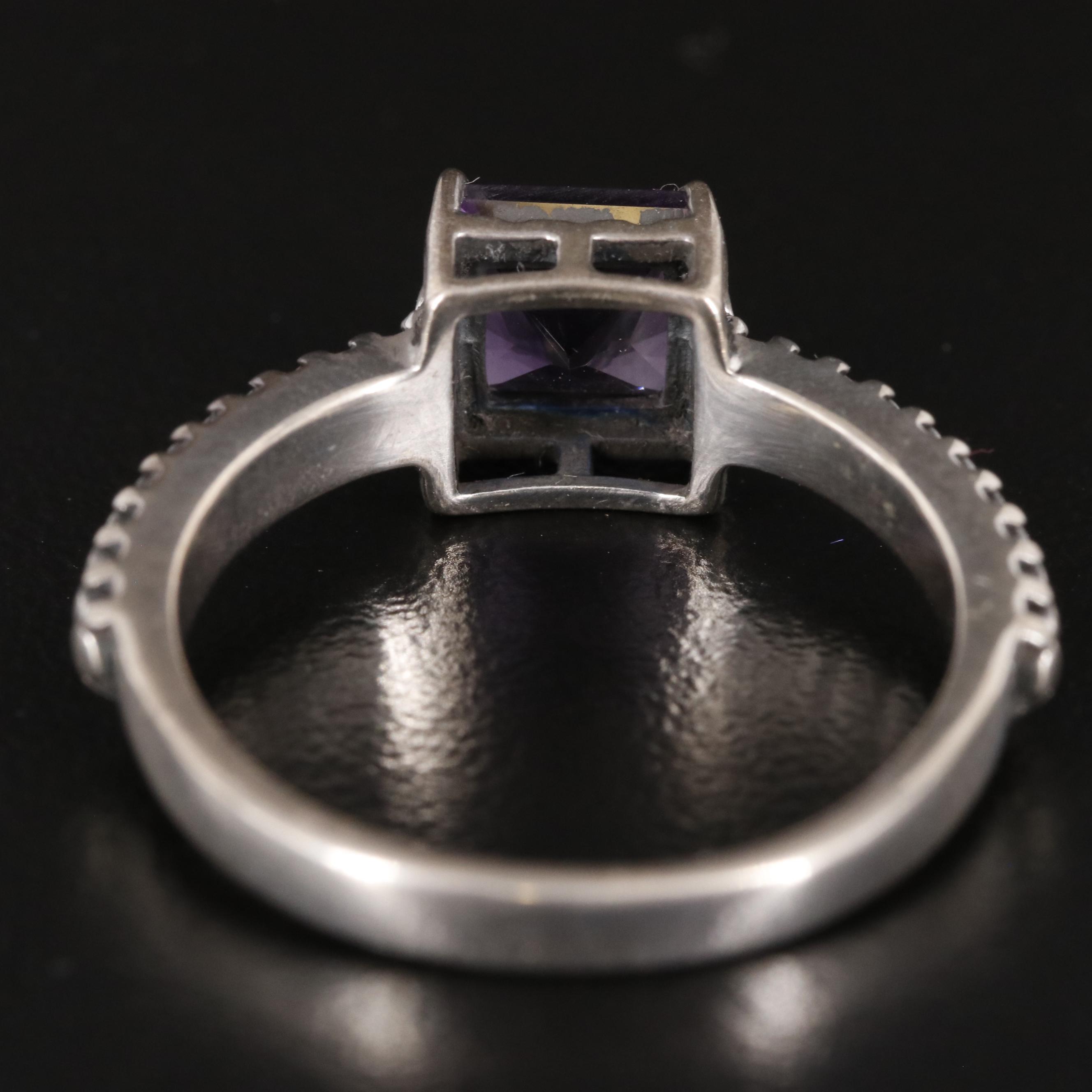 Sterling Square Amethyst Ring