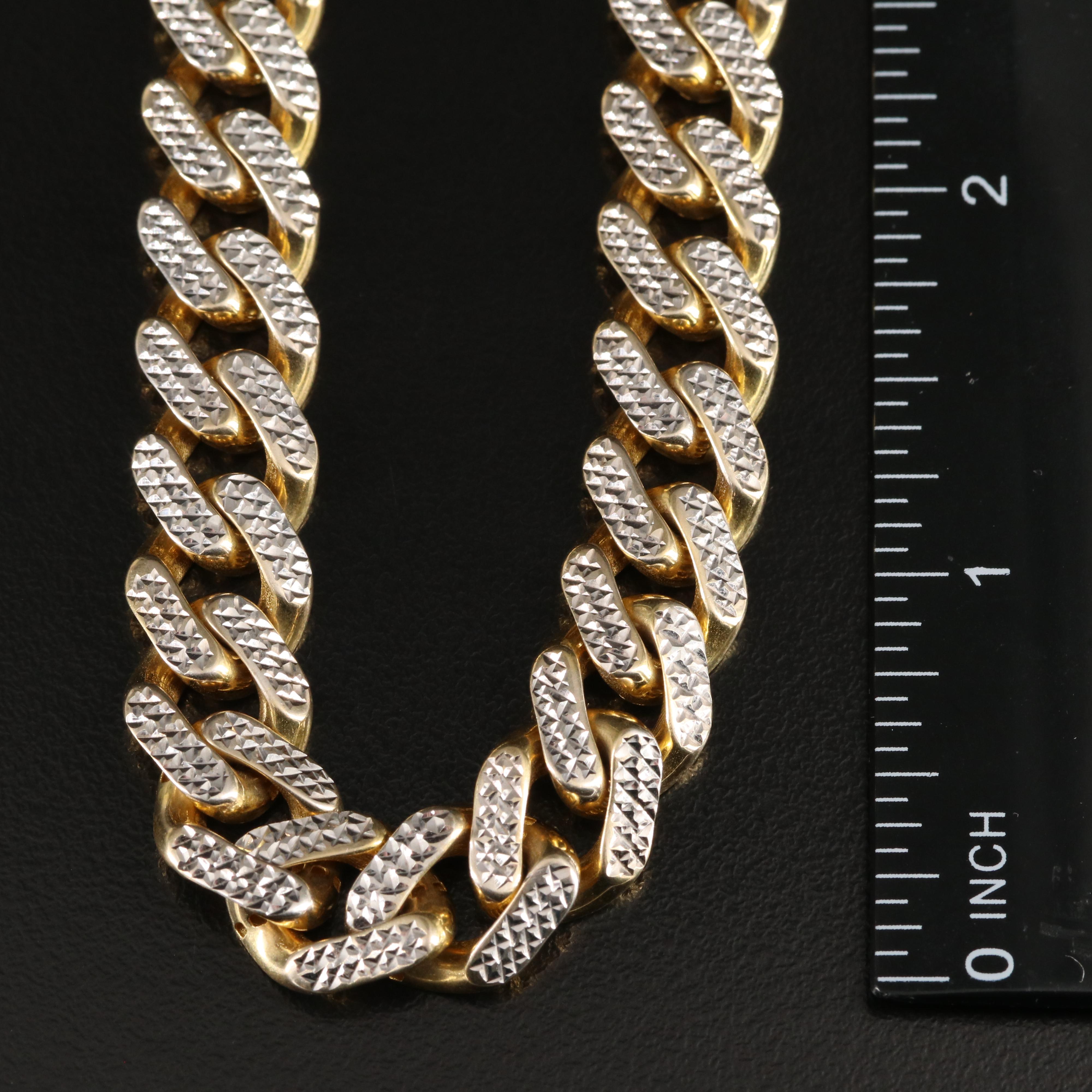 Oro Monaco 10K Curb Chain Necklace with Diamond Cut Finish