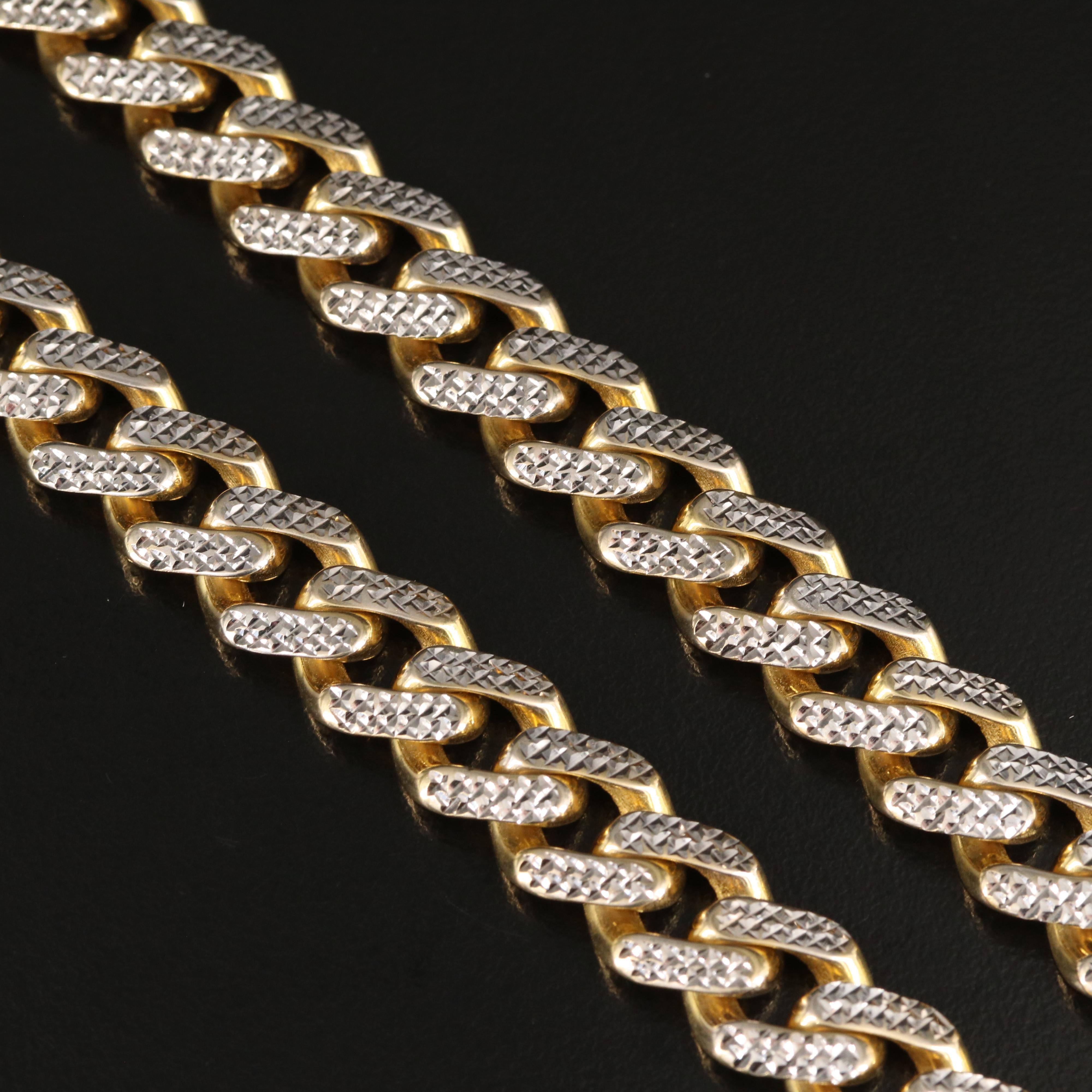 Oro Monaco 10K Curb Chain Necklace with Diamond Cut Finish