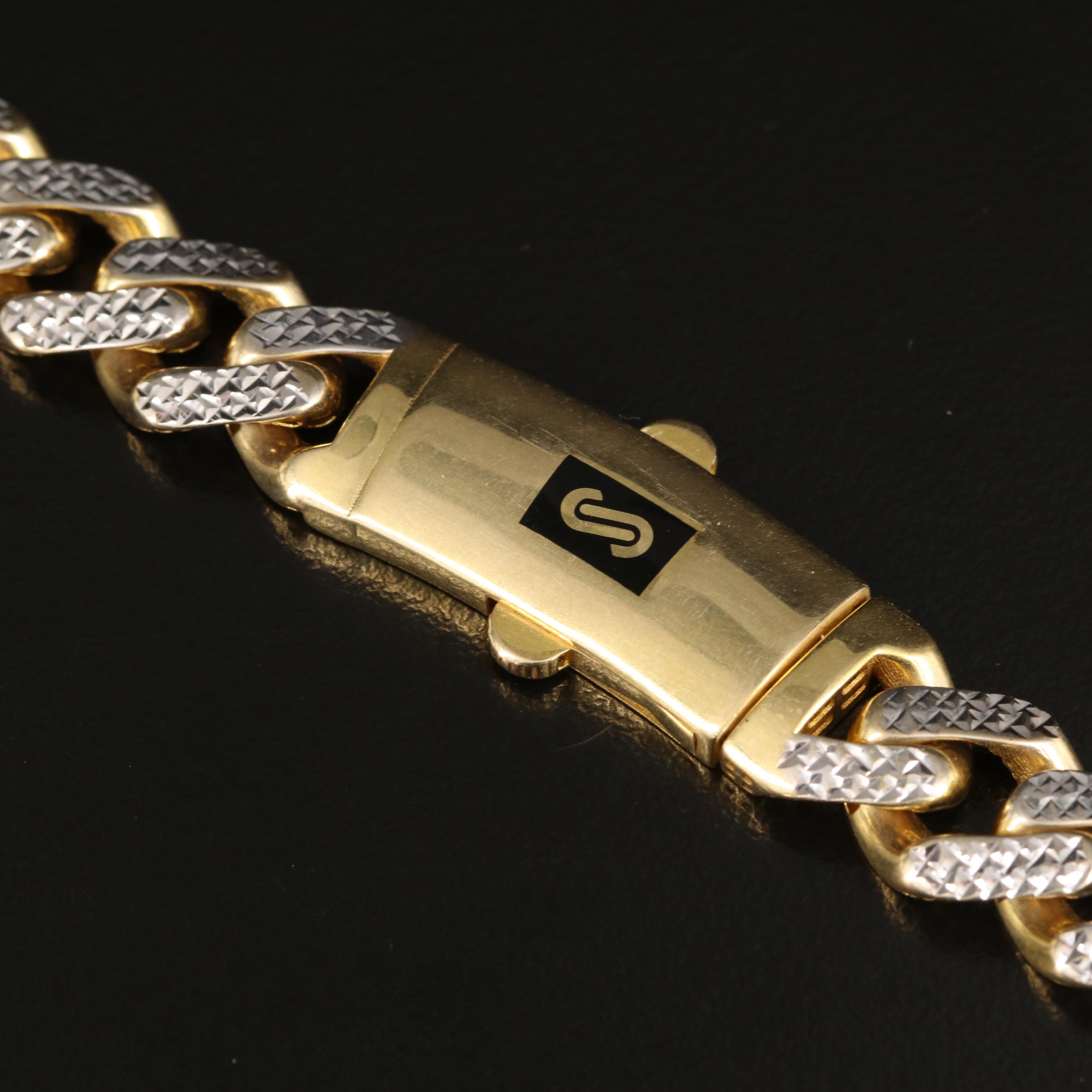 Oro Monaco 10K Curb Chain Necklace with Diamond Cut Finish