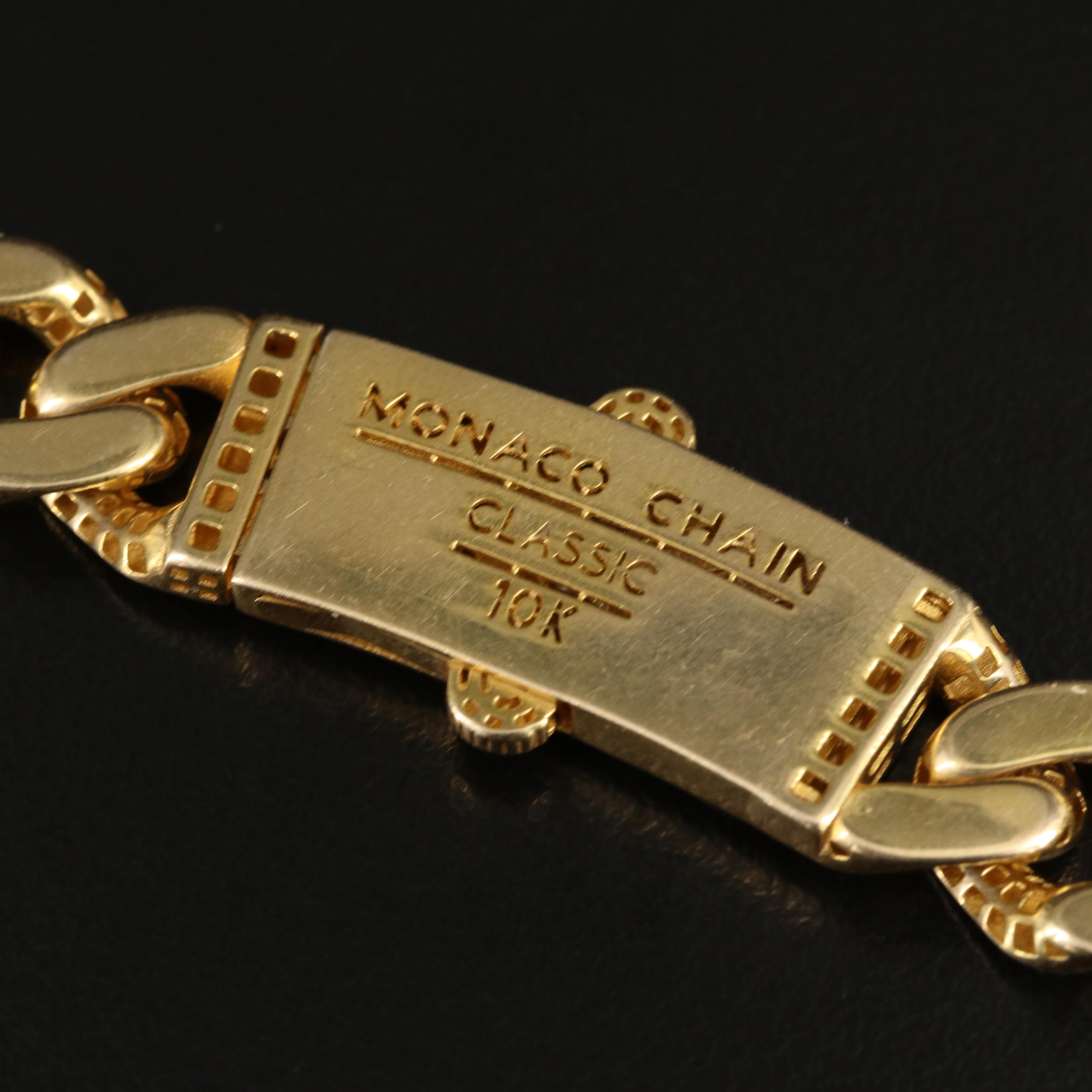 Oro Monaco 10K Curb Chain Necklace with Diamond Cut Finish