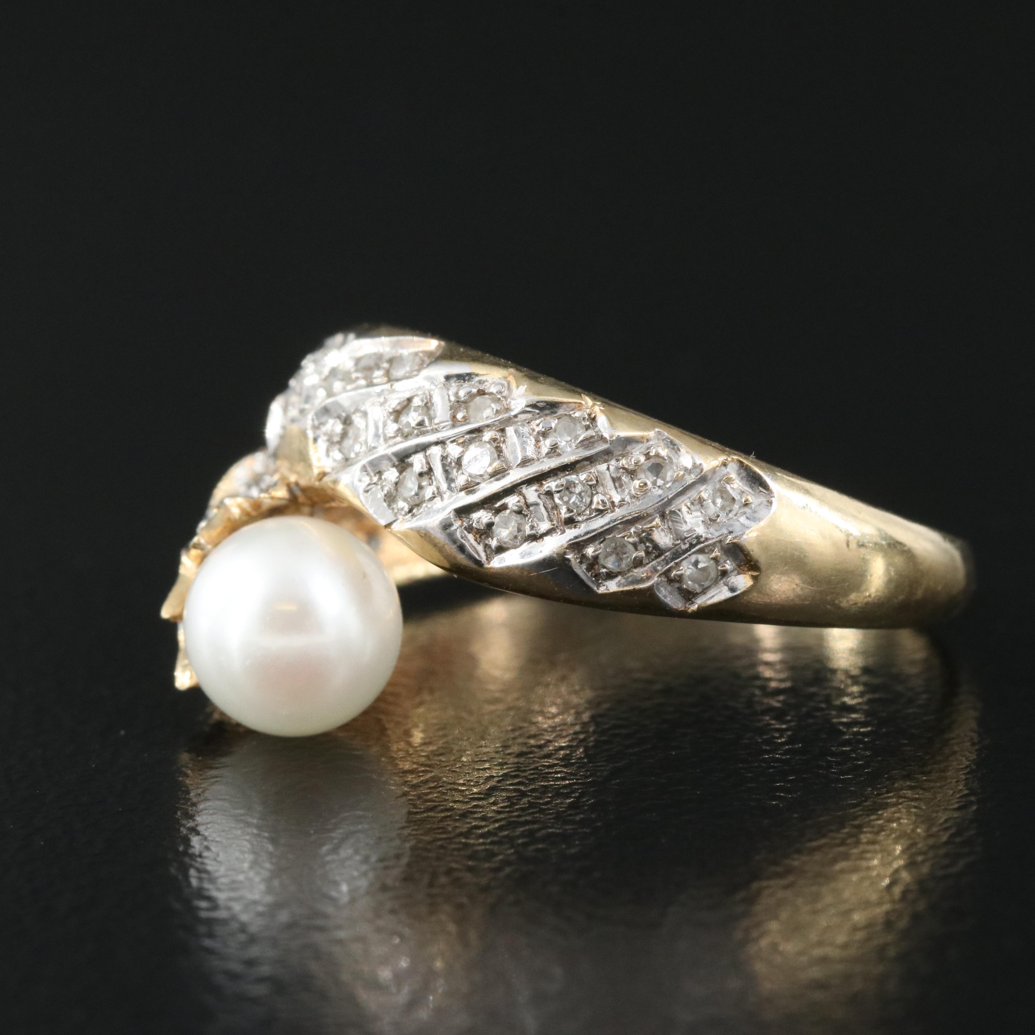 14K Pearl, Diamond and Sapphire Ring