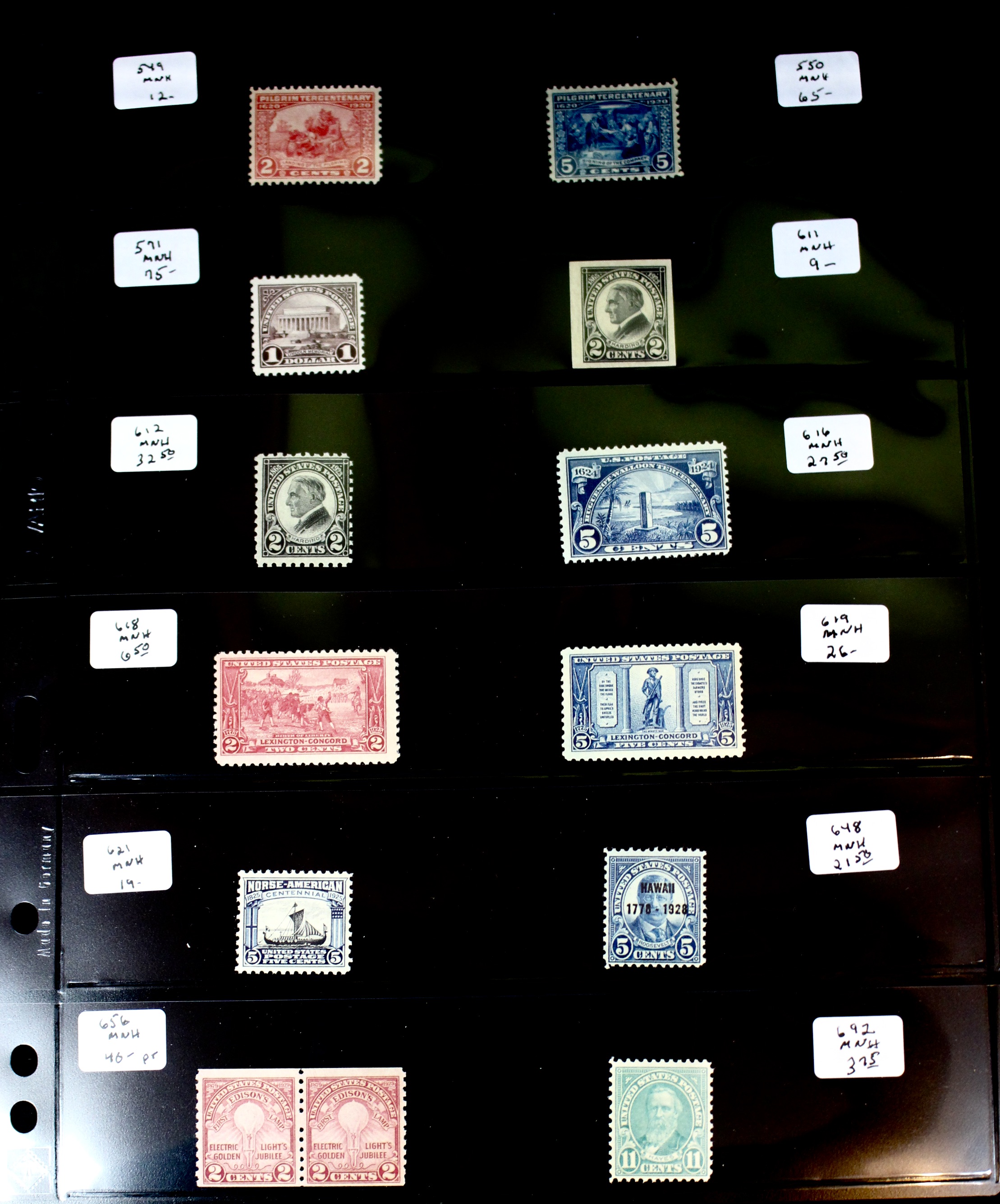 Twenty-Eight Mint Never Hinged U.S. Postage Stamps