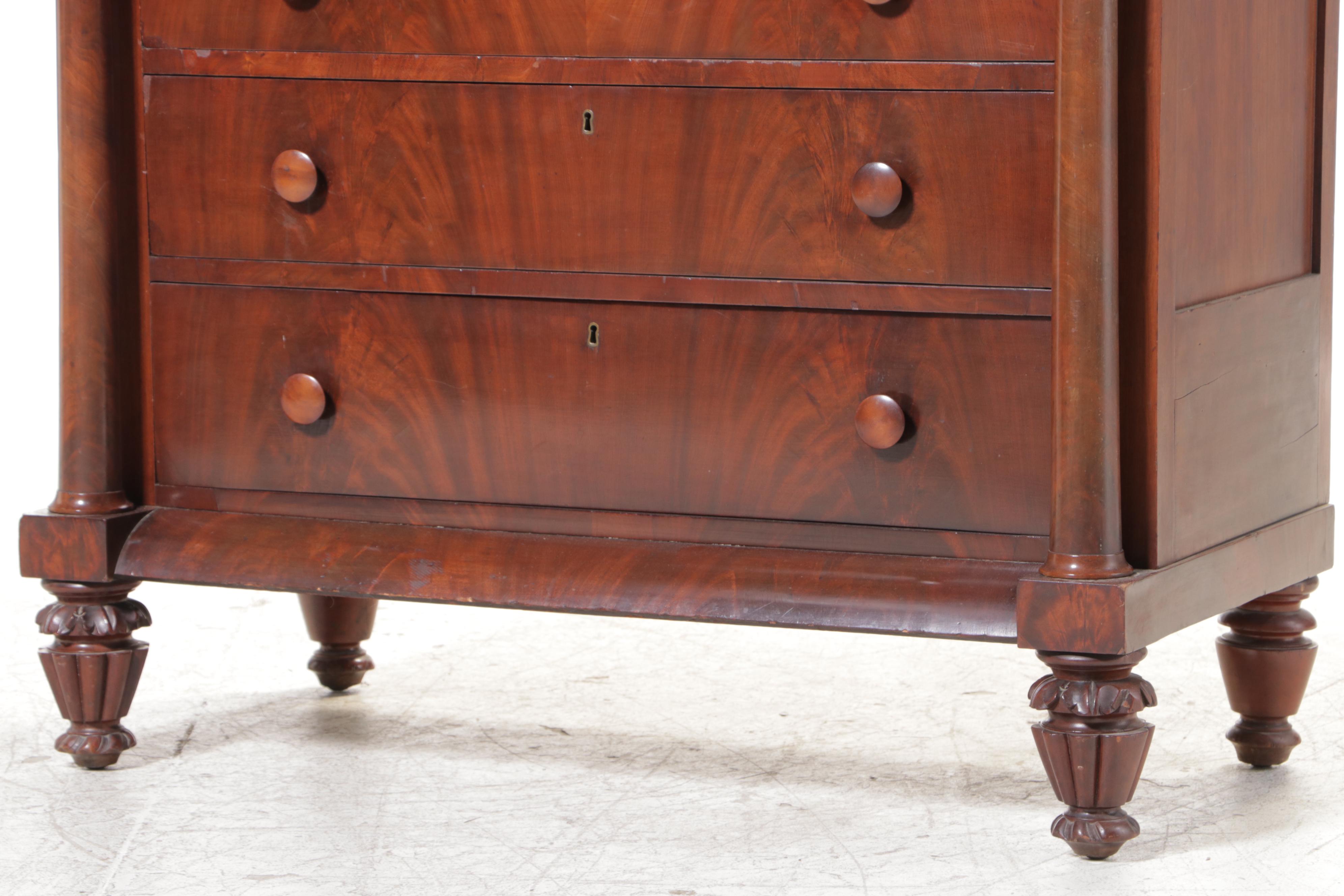 American Classical Mahogany and Cherrywood Four-Drawer Chest, Mid-19th Century