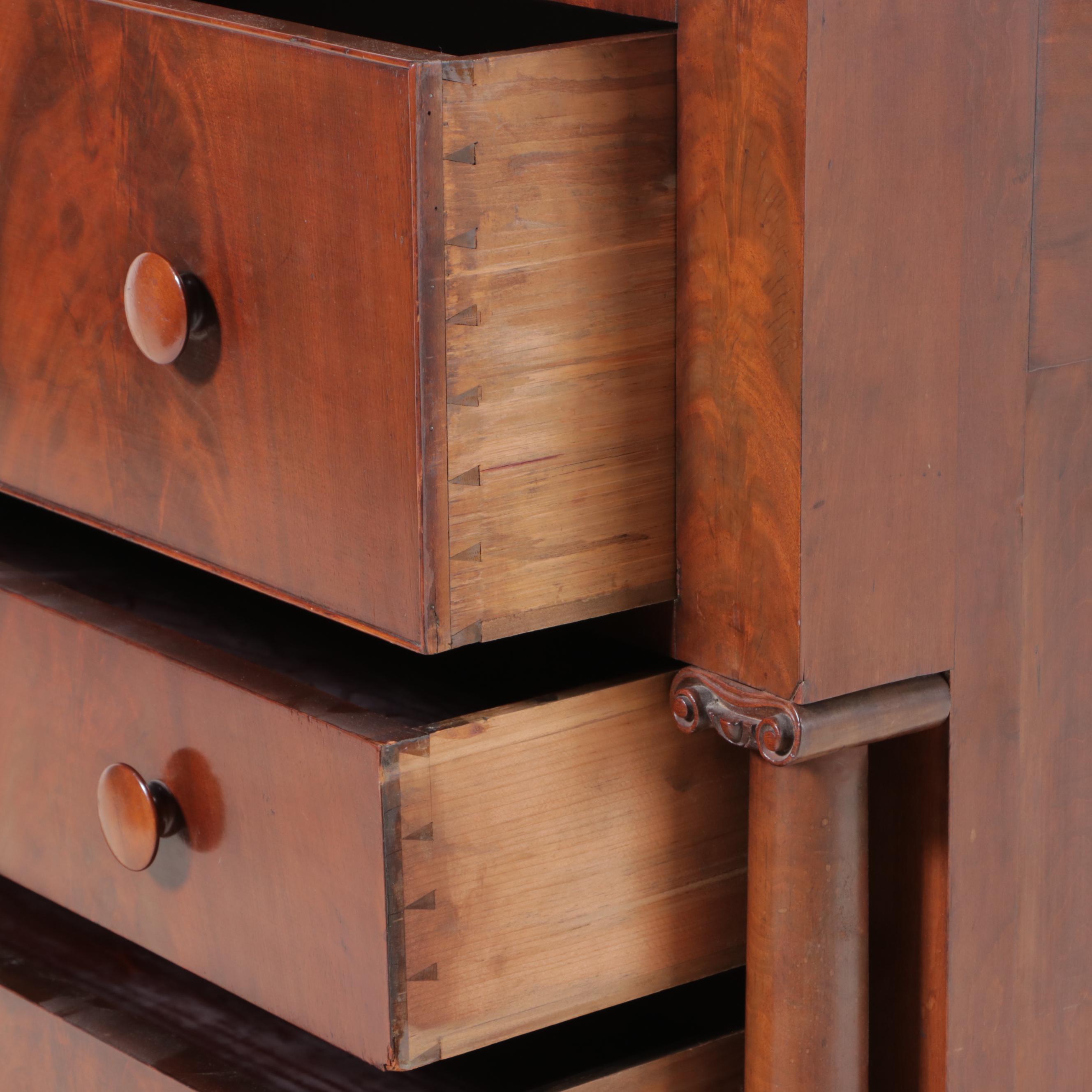 American Classical Mahogany and Cherrywood Four-Drawer Chest, Mid-19th Century