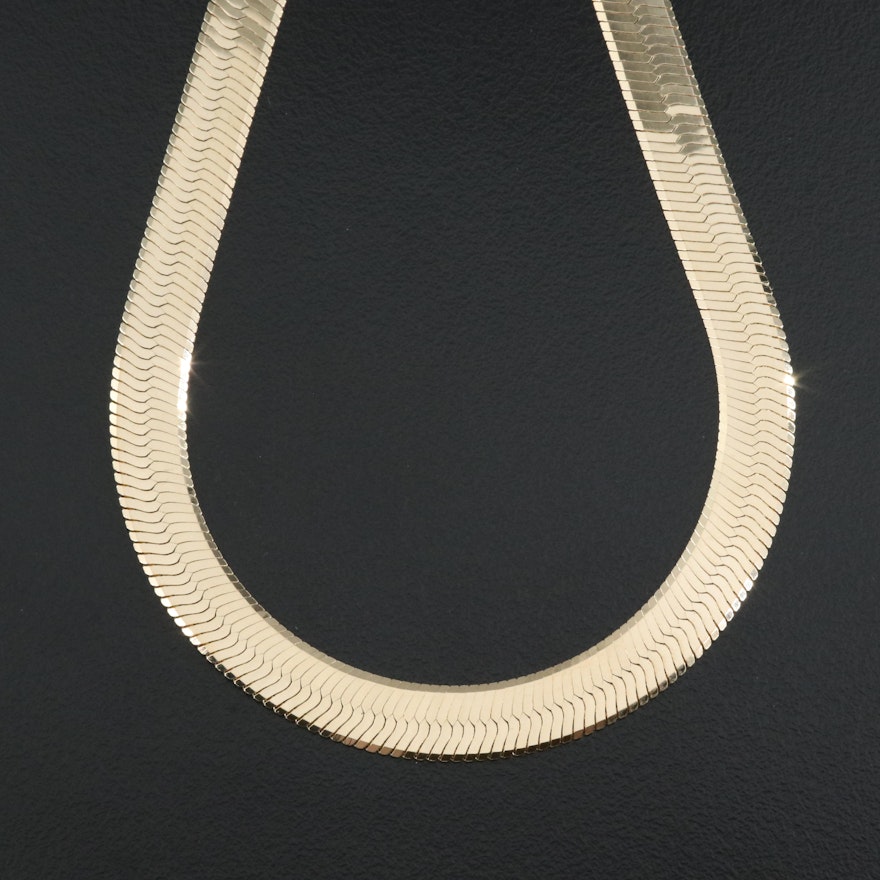 Italian 14K Herringbone Chain Necklace