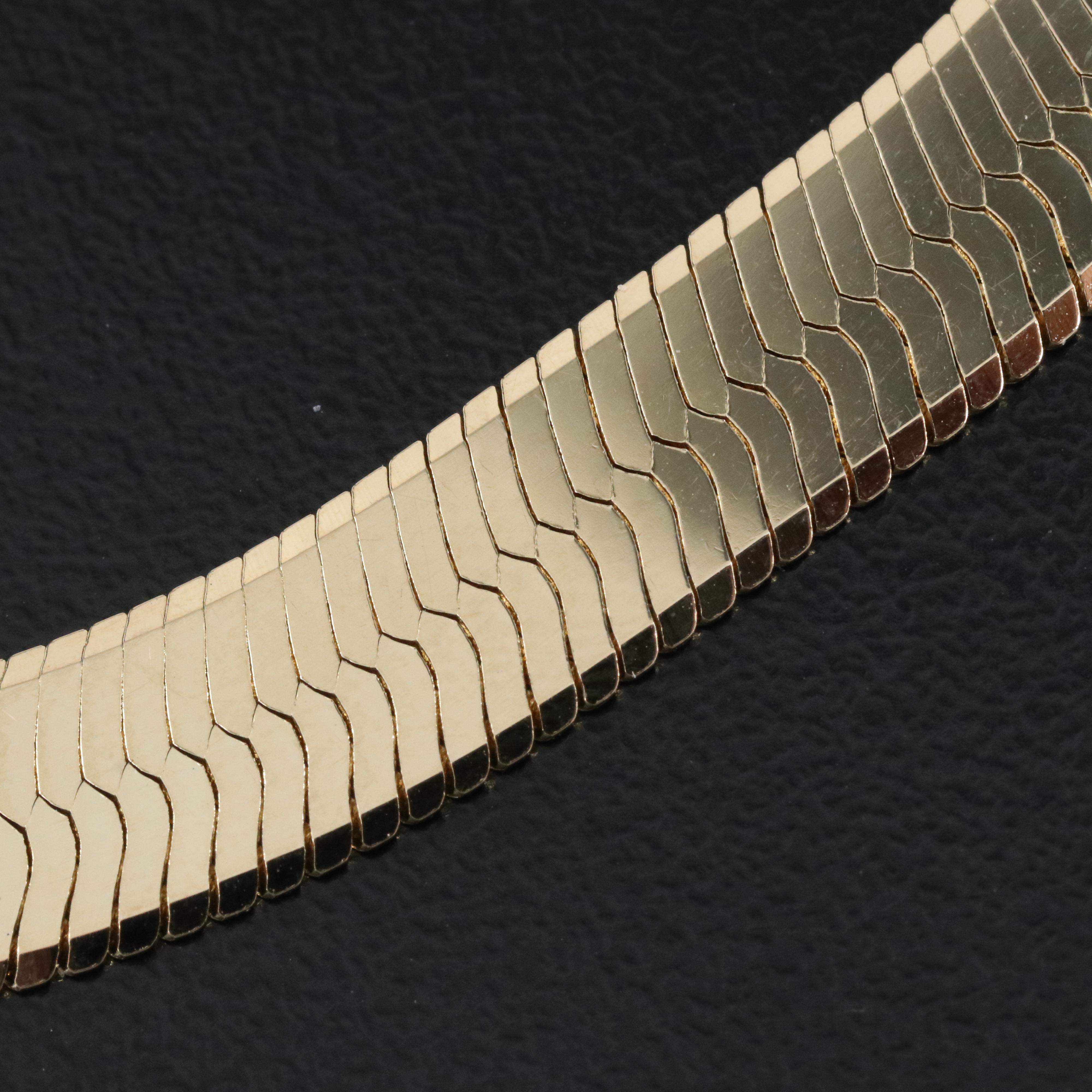 Italian 14K Herringbone Chain Necklace