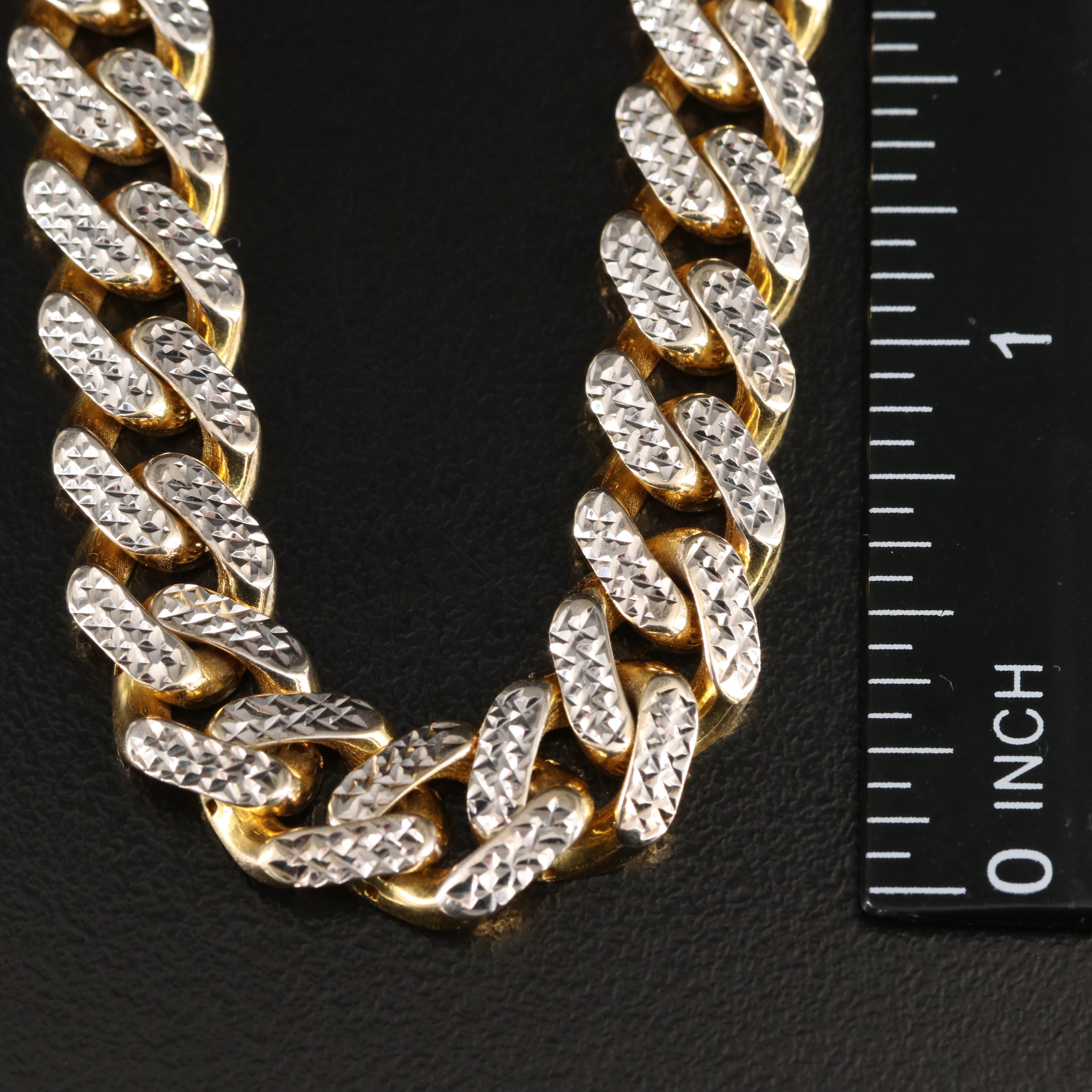Oro Monaco 10K Curb Chain Bracelet with Diamond Cut Finish